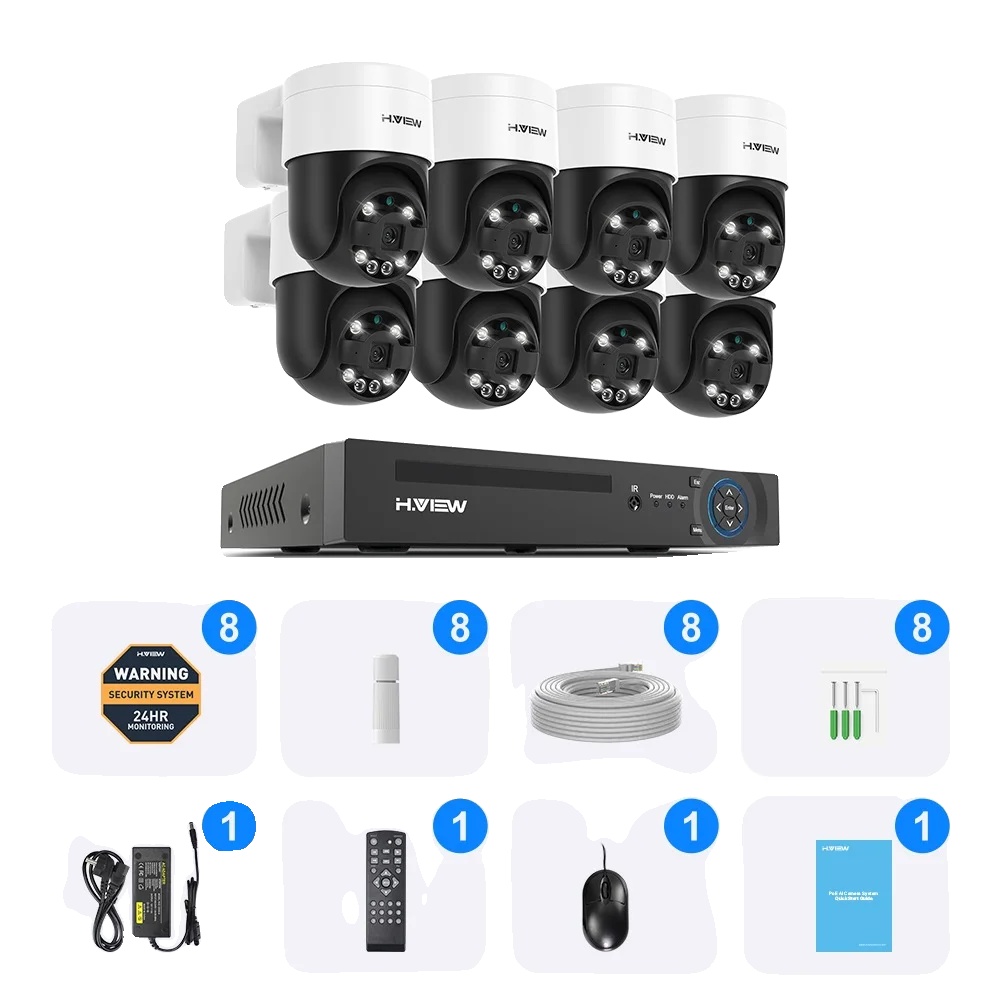 Sicherheitskamera-system, 8mp Auflösung, Echtzeit-benachrichtigungen, Videoüberwachungs-kit, 8mp 8pcs Kameras, Keine