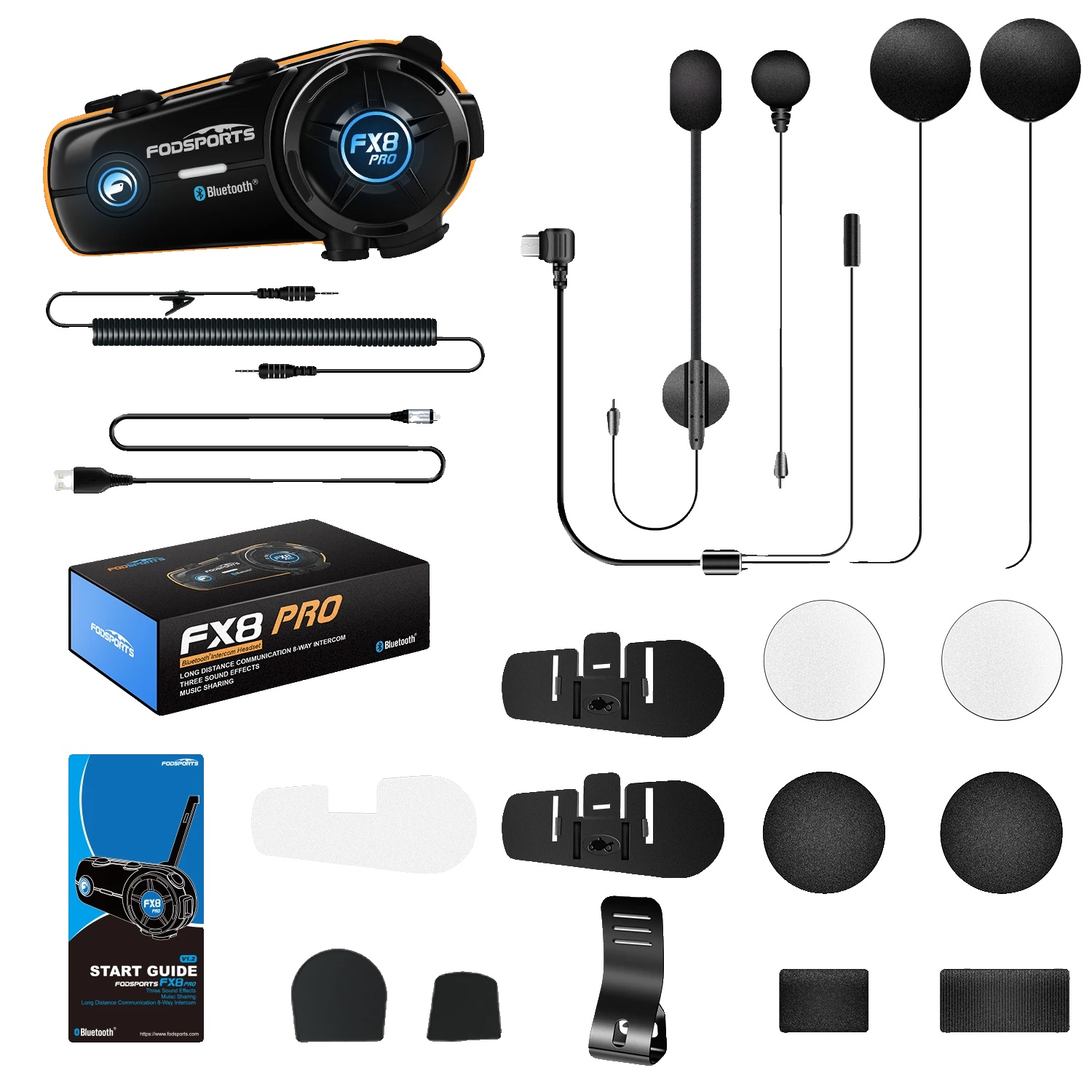 Motorrad-intercom-headset, Unterstützung Für 10 Fahrer, Maximale Intercom-reichweite 500-1000m, Bluetooth-verbindung, 900mah Akku