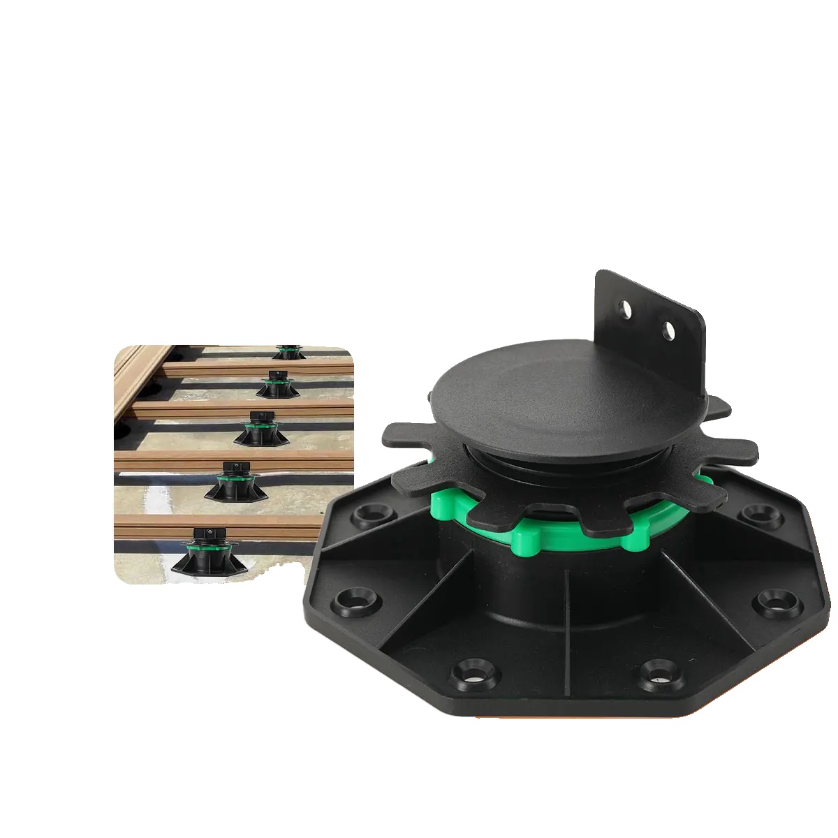 Deckstützfuß, Uv-beständiges Polypropylen, 150 X 150 X 40 Mm, Höhenverstellbar 40-60 Mm, Tragfähigkeit 800 Kg, 24 Stück Pro Packung
