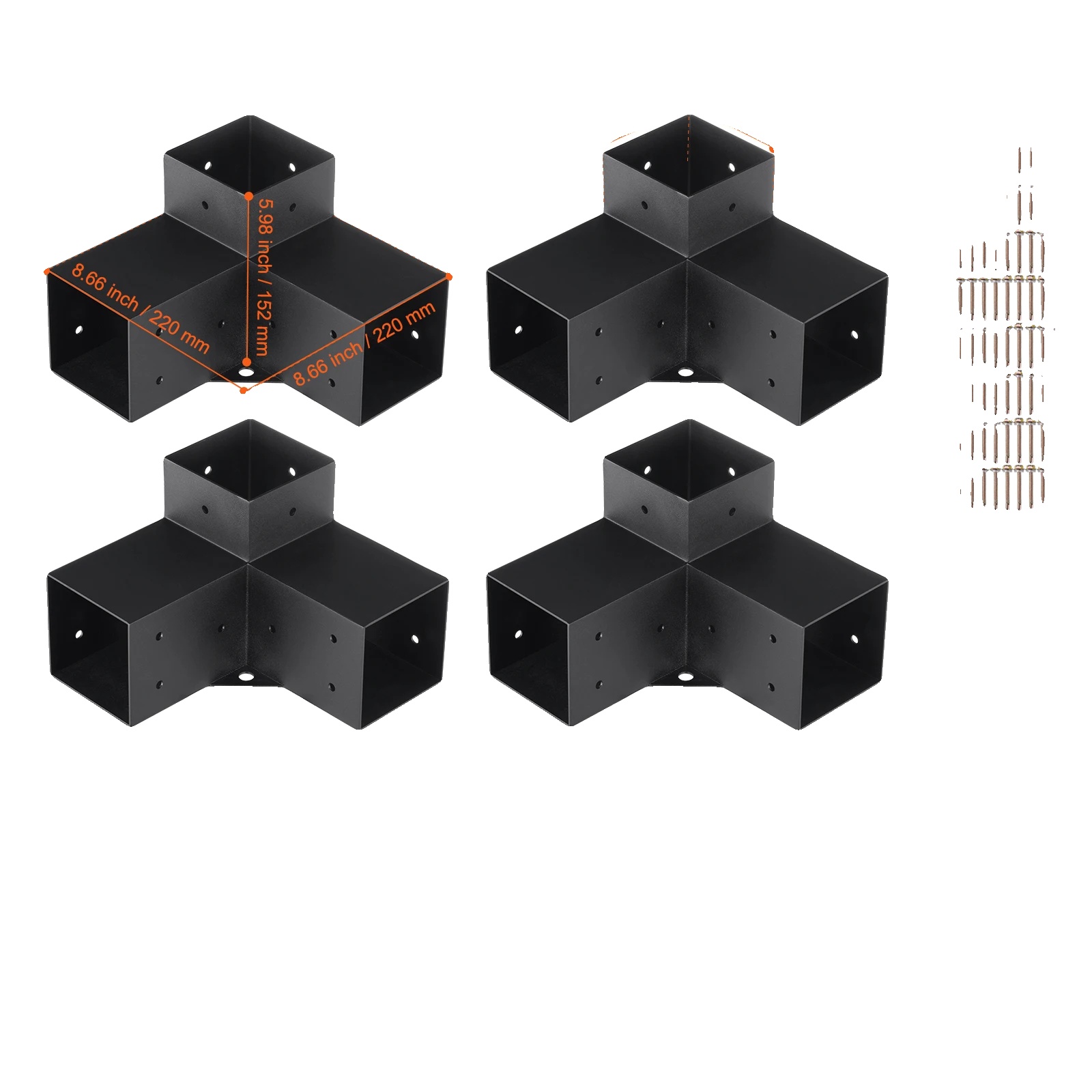 Eckwinkel-set, Langlebiger Kohlenstoffstahl, Einfache Installation, 4 Stück 4x4 Zoll