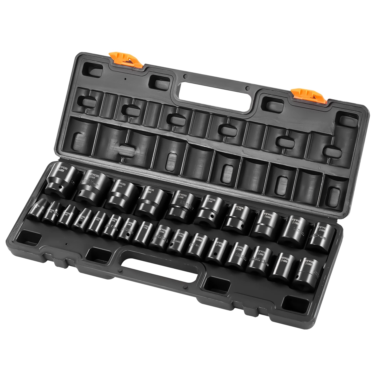 Schlagschraubensatz, 26 Teile, 1/2 Zoll Antrieb, Größen Von 10mm Bis 36mm, 6-punkt Design, Langlebiger Legierungsstahl