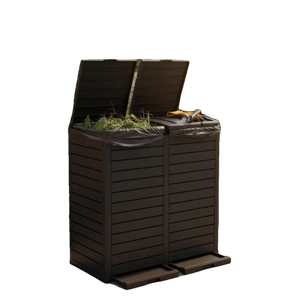 Außenmülltonne, Langlebiges Material, Funktionales Design, 78x41x86 Cm, Schwarz