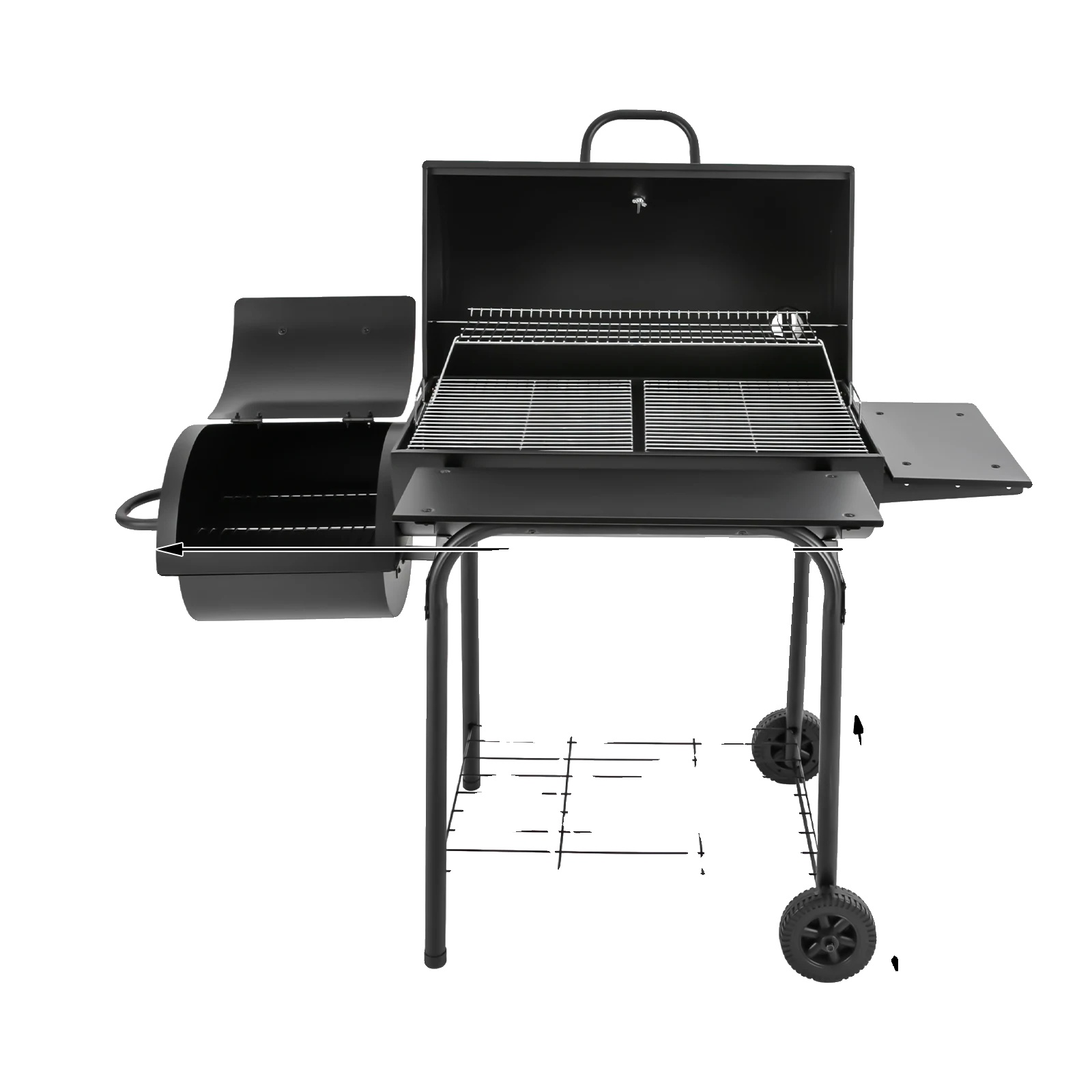 Holzkohlegrill, Großzügige Kochfläche, Langlebige Konstruktion, Schwarz