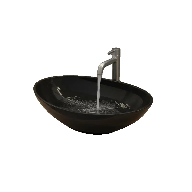 Waschbecken, Keramische Konstruktion, Modernes Design, Schwarz