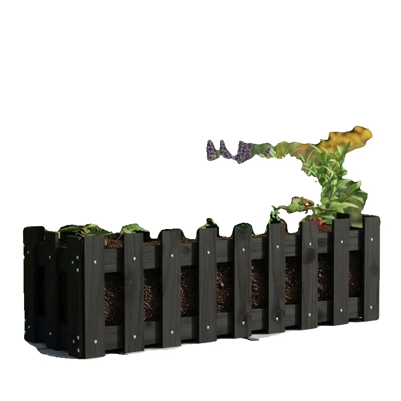 Gartenbeet, Massivholz Kiefer, Für Den Außenbereich, Schwarz