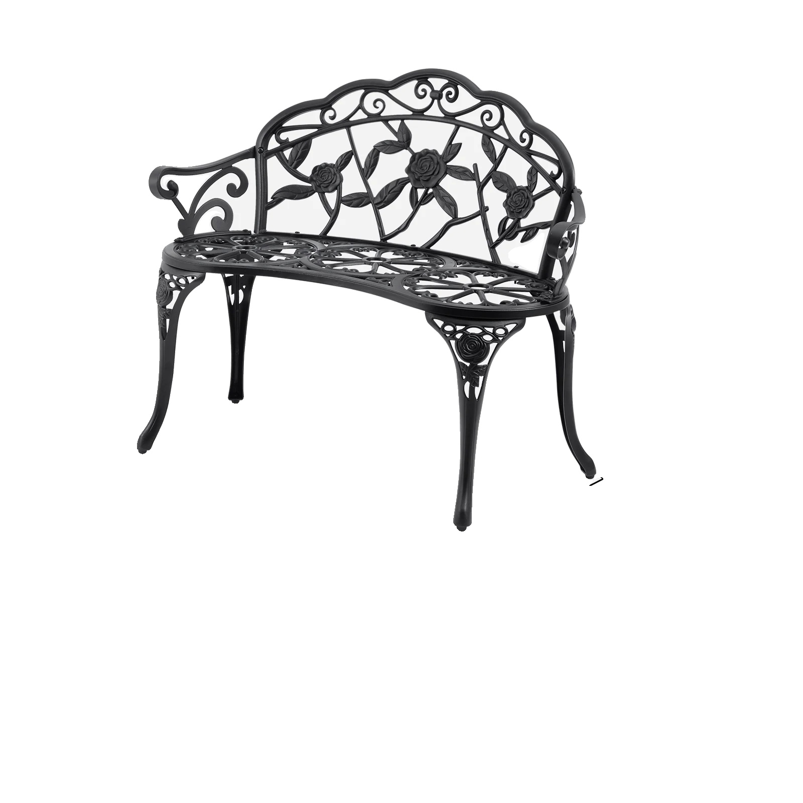 Gartenbank, Robuster Metallrahmen, Elegantes Blumenmuster, Metall 40 Zoll