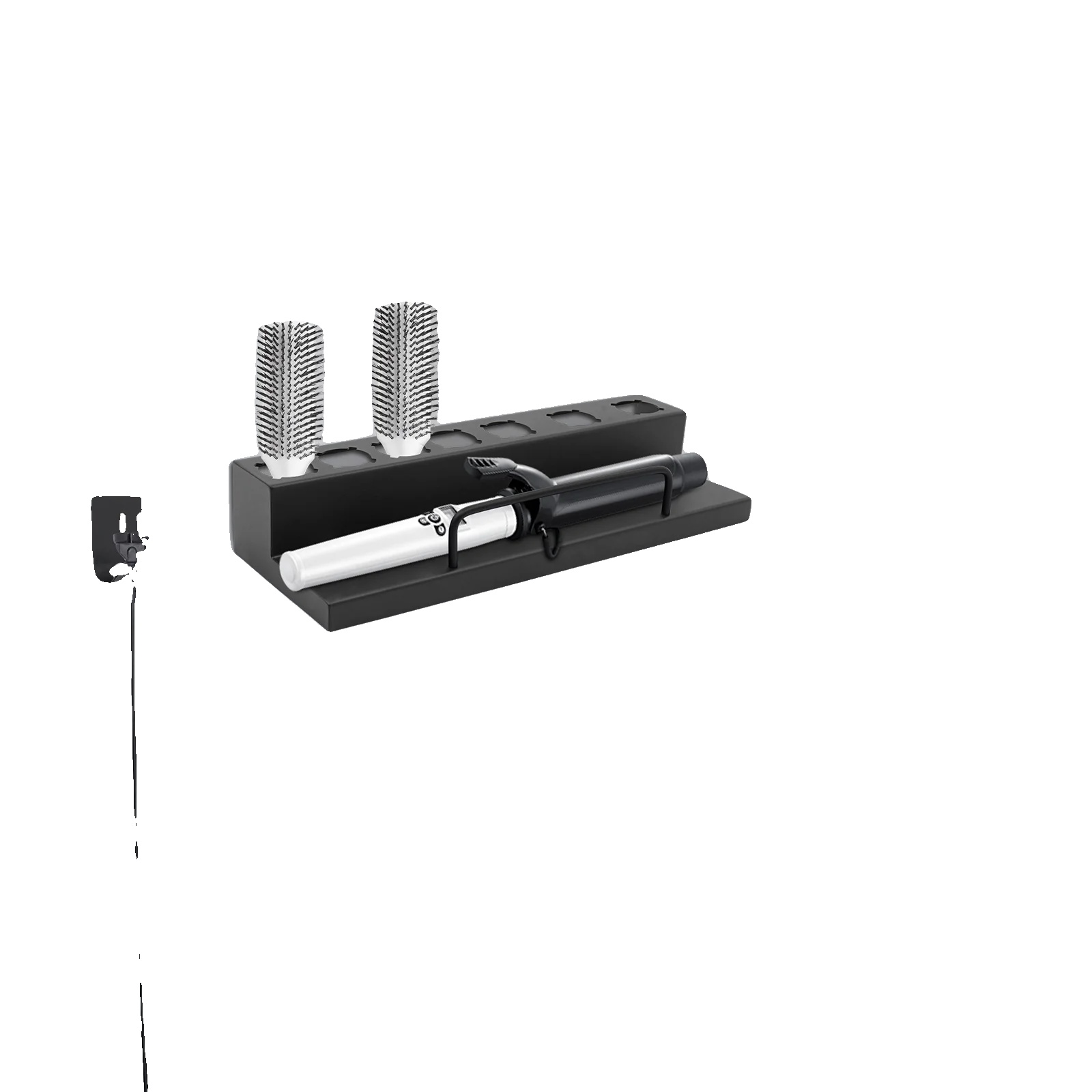Haarglätterhalter, Edelstahl, Sieben Slot Organizer, Schwarz