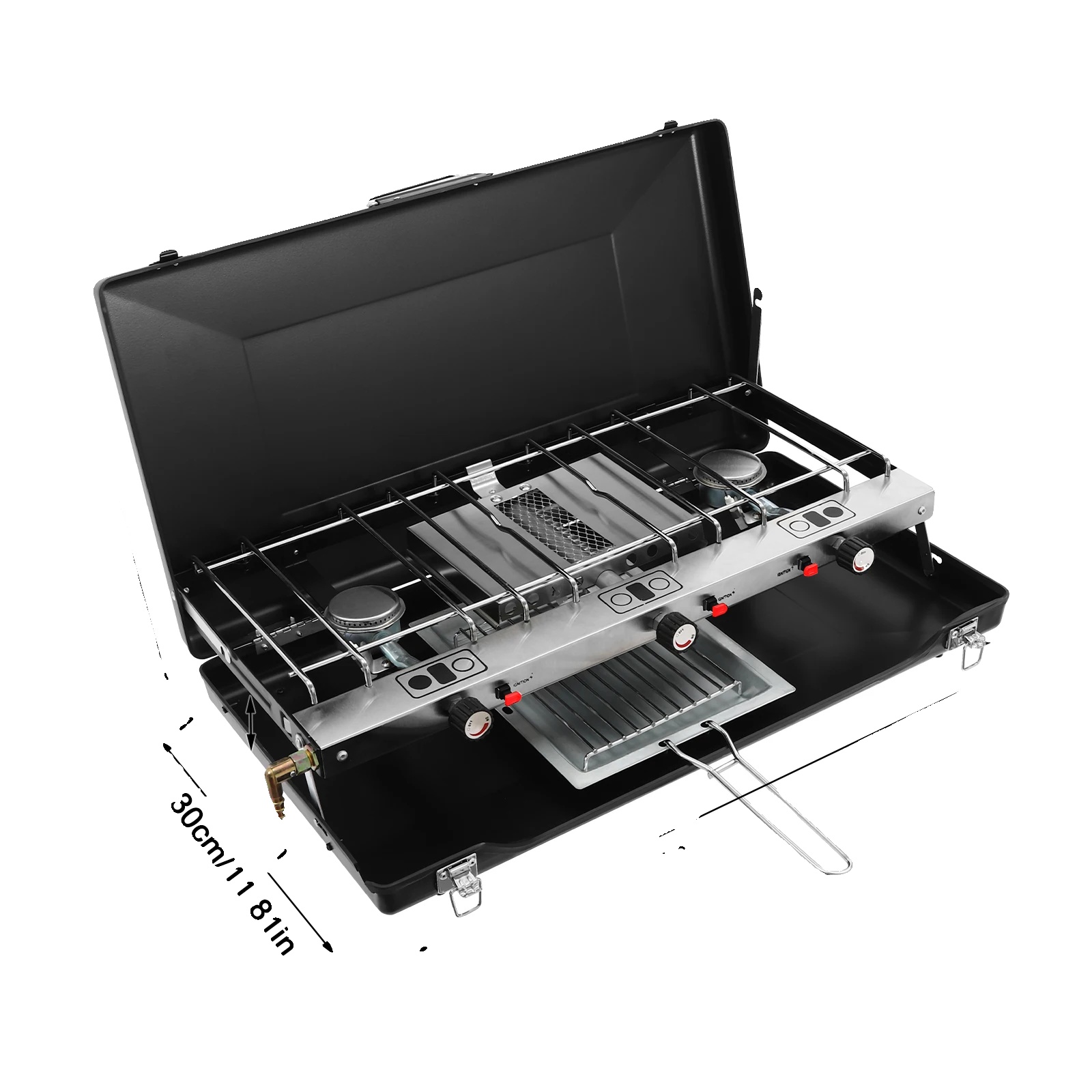 Campingkocher, 3-brenner-design, Effiziente Kochleistung, Schwarz