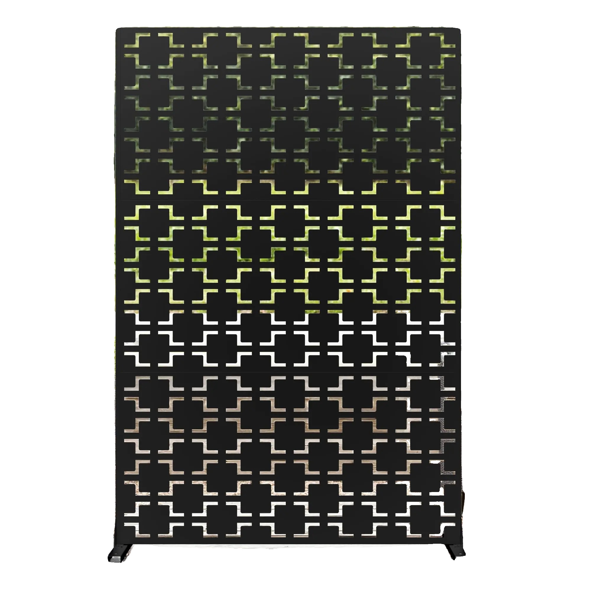 Privatsphäre Bildschirm, Freistehender Außenraumteiler, Elegantes Metalldesign, Schwarze Quadrate