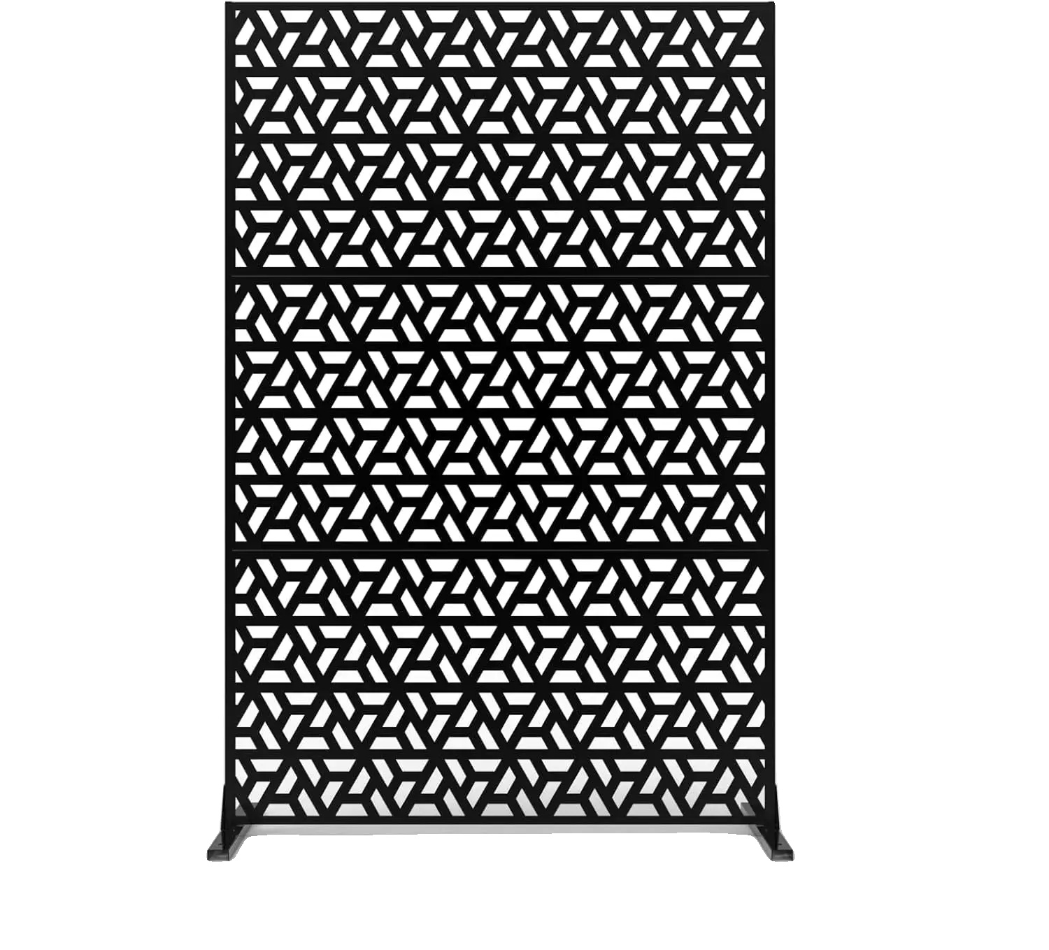Privatsphäre Bildschirm, Freistehender Außenraumteiler, Elegantes Metalldesign, Schwarze Dreiecke