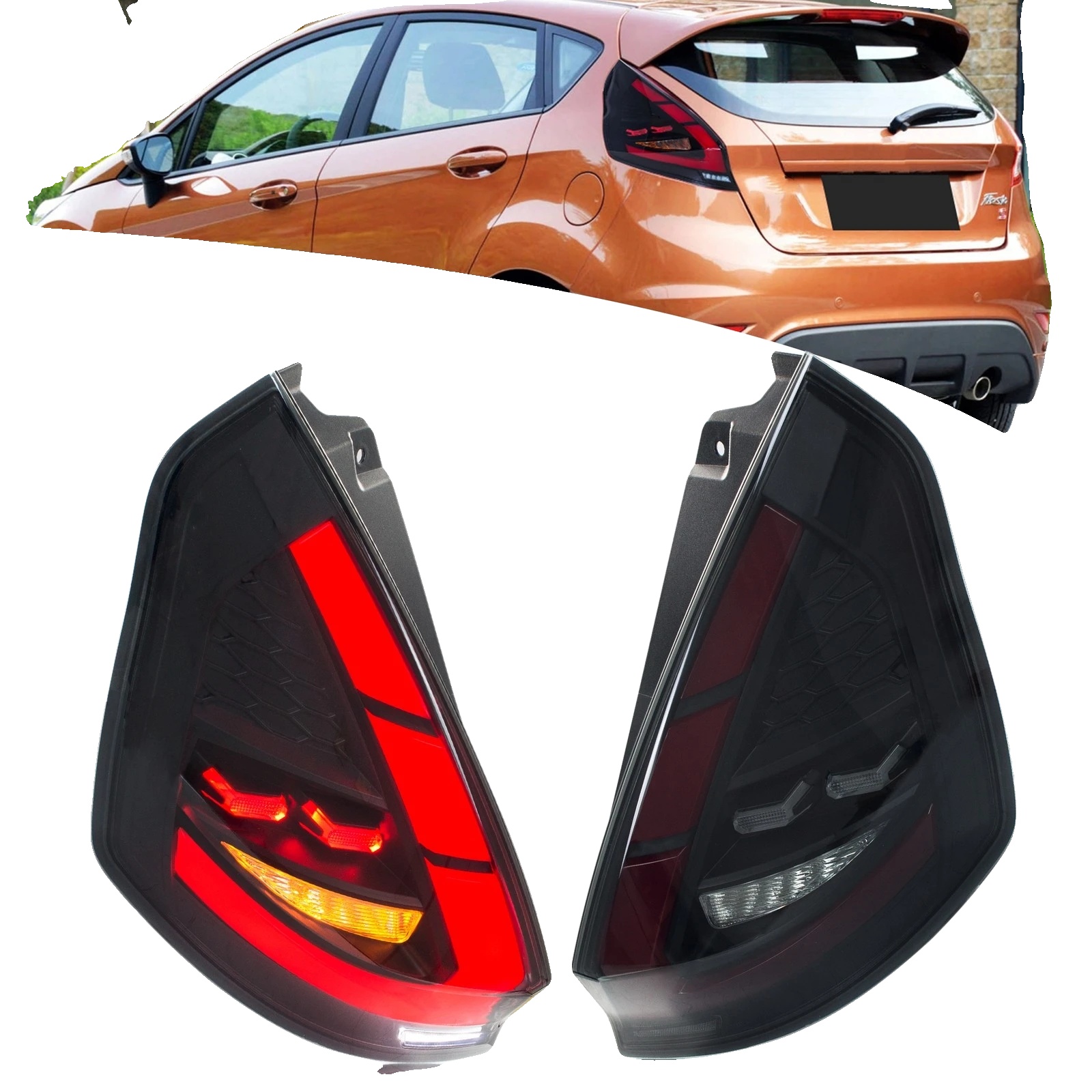 Led-rücklichter, Abs-material, 12v Spannung, 35w Leistung, 3400 Lumen, Kompatibel Mit Ford Fiesta Mk7 Mk7.5 Vi Schrägheck