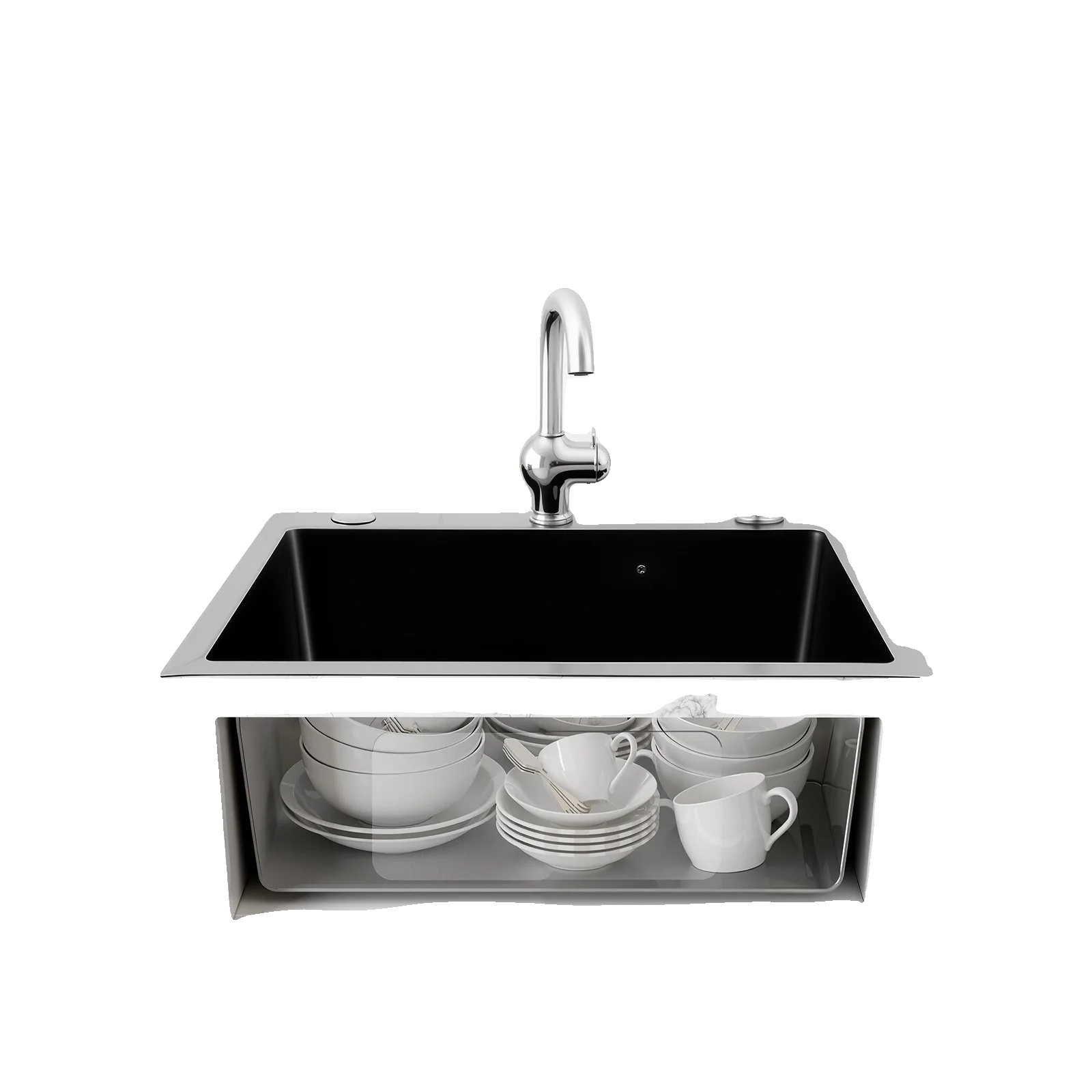 Küchenspüle, 201 Edelstahl, 4635,5cm Innenmaß, 200ml Seifenspender, 50mm Abflussloch, 504520cm Produktgröße