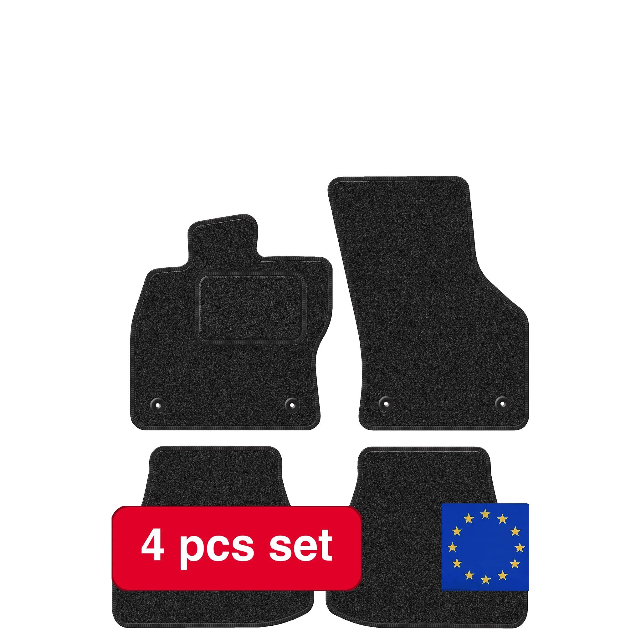 Autofußmatten, Strapazierfähiges Material, Maßgeschneiderte Passform, Schwarz