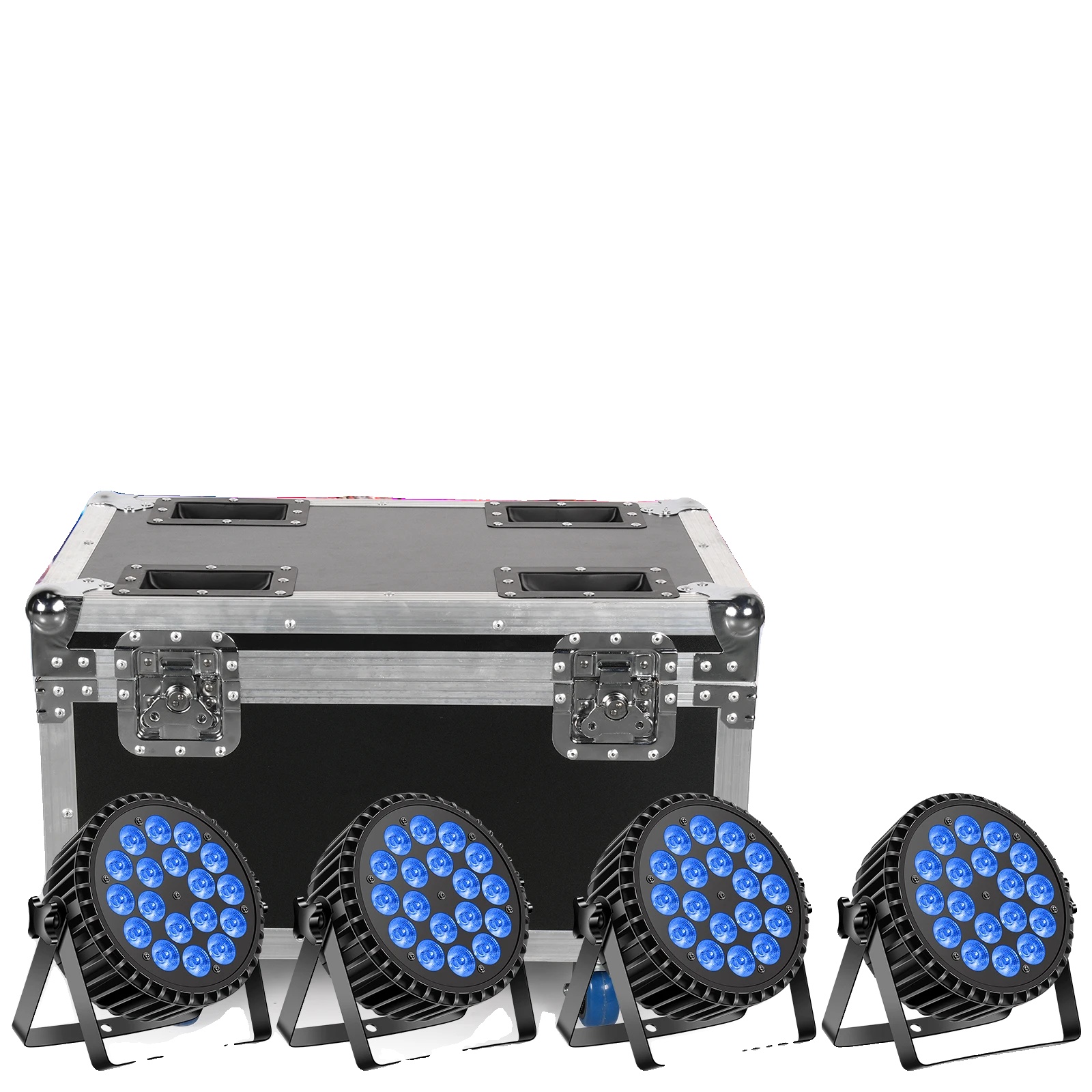 Scheinwerferkoffer, Hochwertiges Leder, 62,5 Cm X 41 Cm X 45,5 Cm, Kompatibilität Für (4) 18 Led-lichter, Große Speicherkapazität, Eingebaute Räder