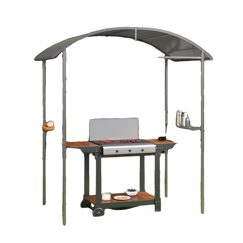 Grillpavillon, Stahlstruktur, Wetterfestes Design, Schwarz
