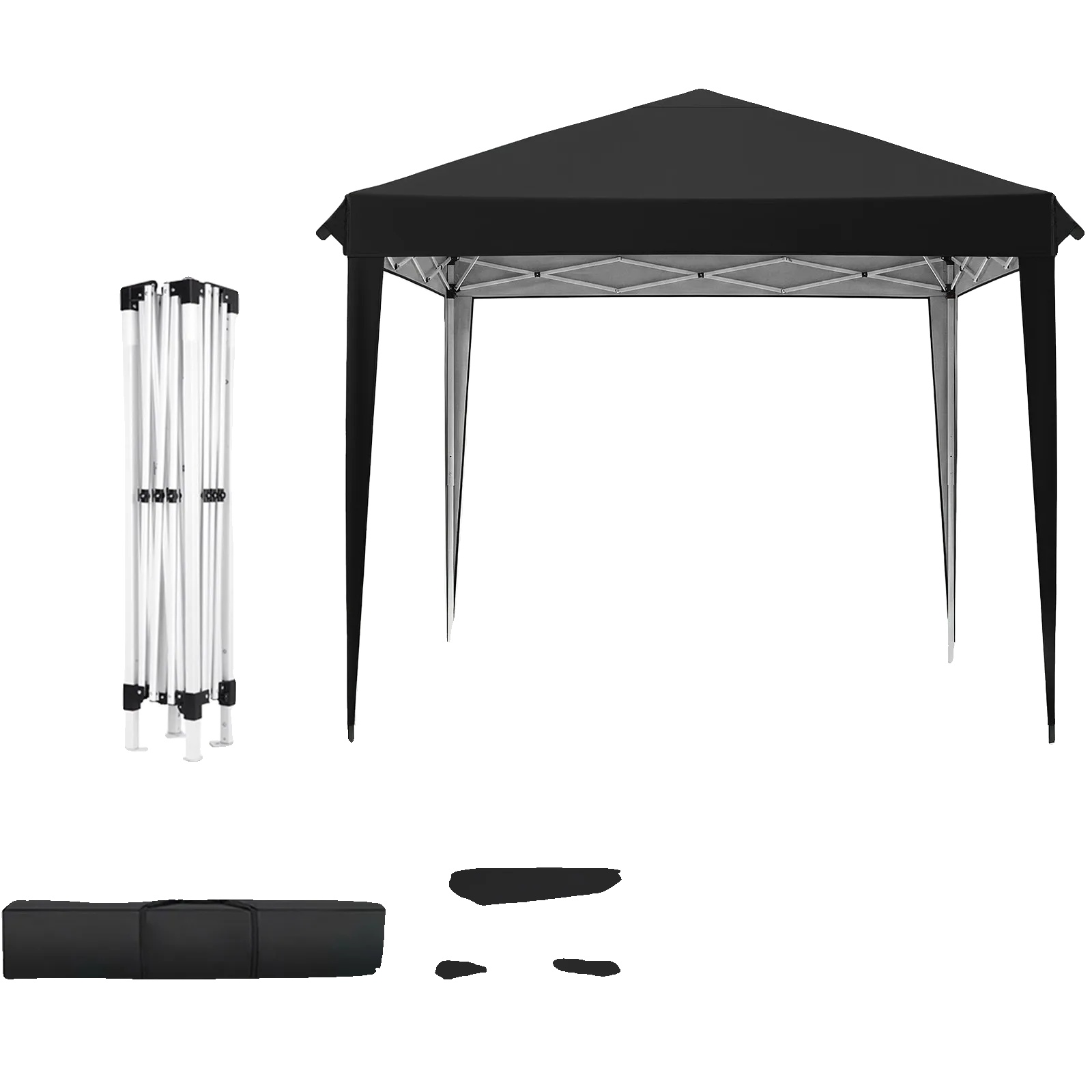 Pavillon, Höhenverstellbar, Uv-schutzbeschichtetes Dach, Schwarz-3x3meter