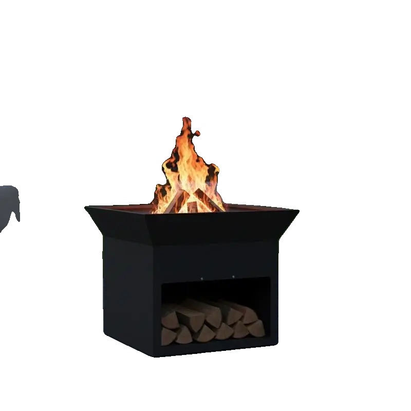 Feuerbecken, Robustes Stahl, Tragbares Design, Schwarz