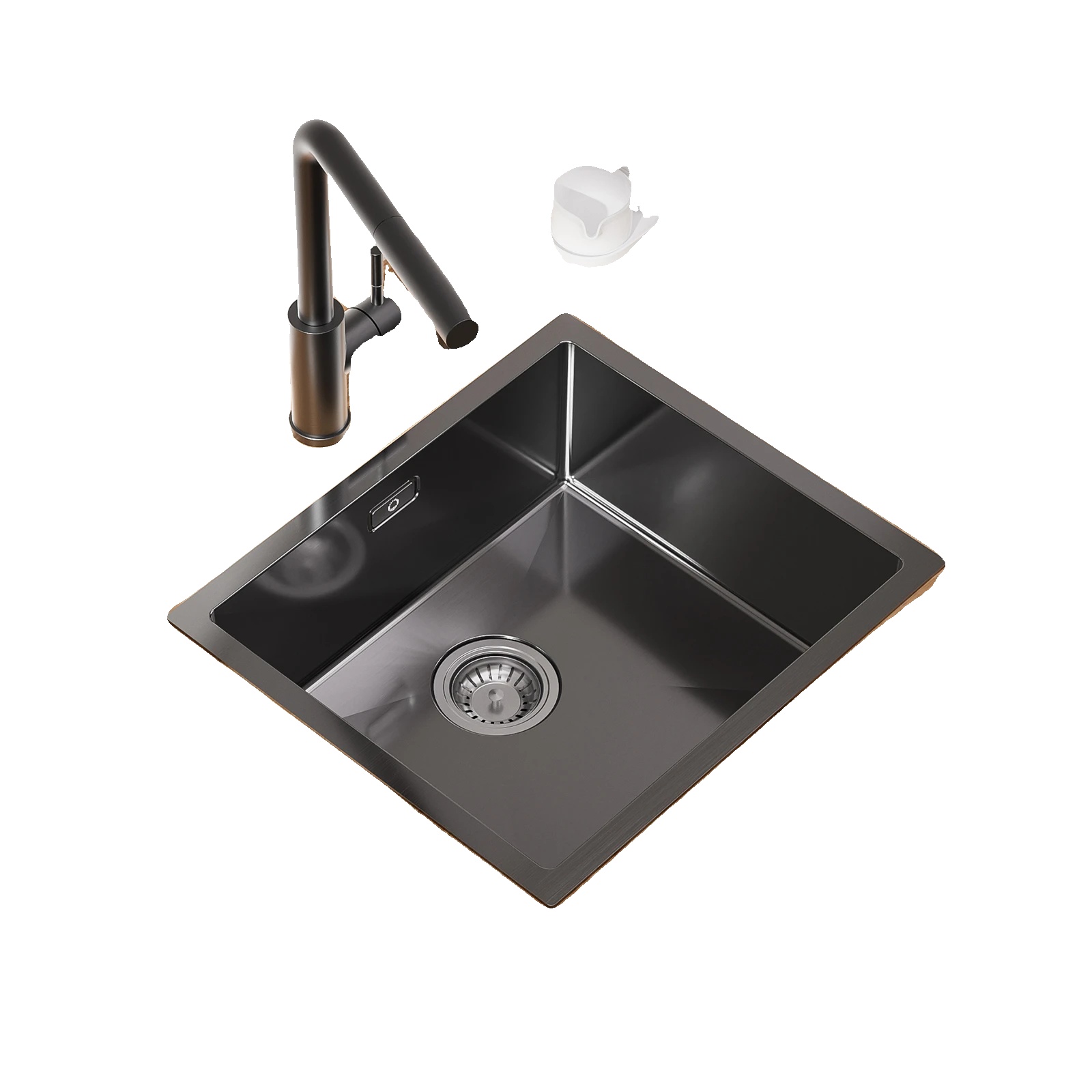 Küchenspüle, Edelstahlkonstruktion, Rechteckiges Design, Schwarz