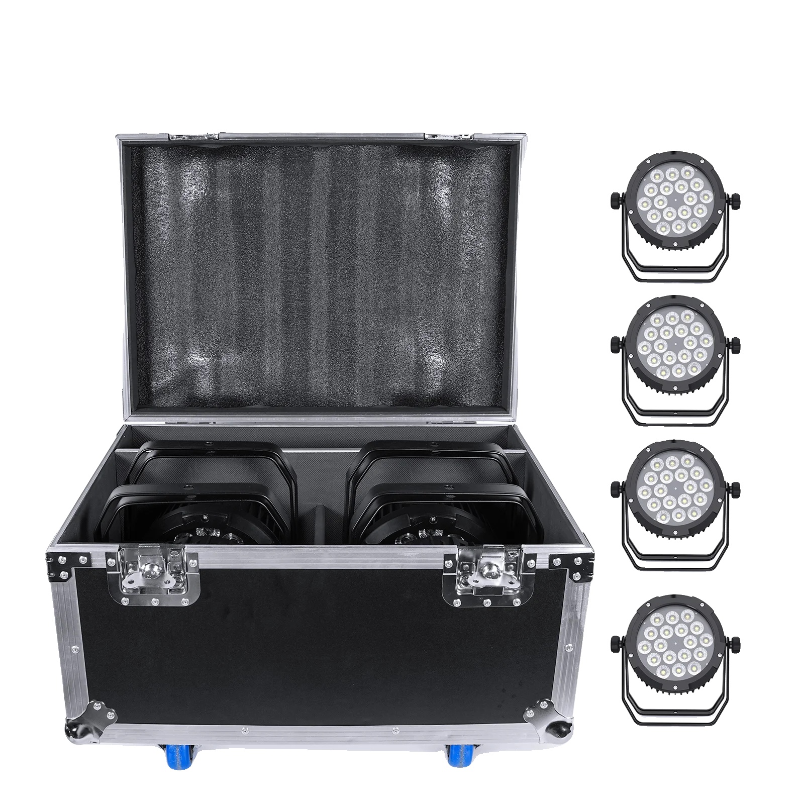 Flightcase, Premium-leder, Pe-polsterung, Eva-trenner, Unterstützt 150w-ausrüstung, Kompatibel Mit Professioneller Bühnenbeleuchtung