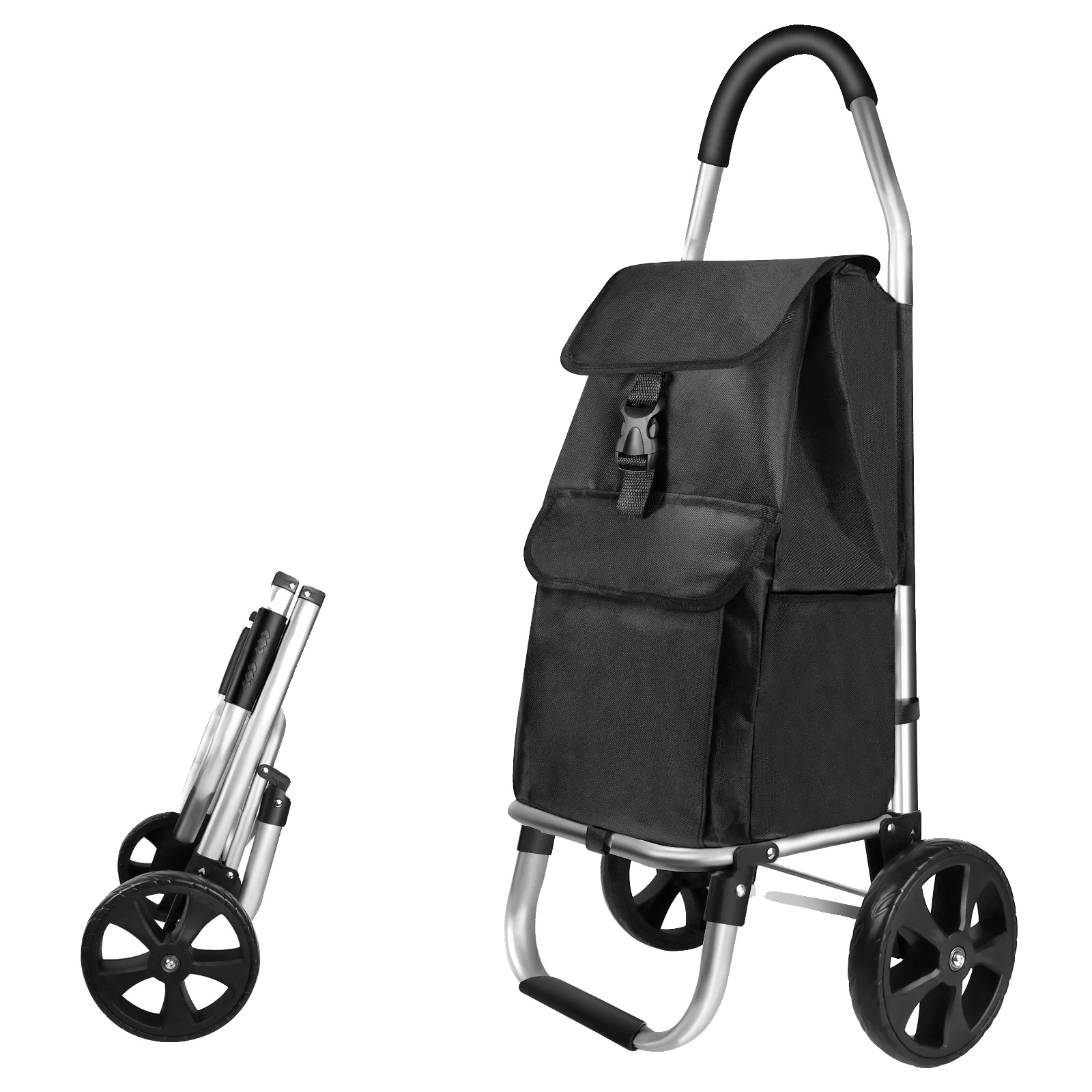 Einkaufswagen, Aluminiumlegierung, 60 Kg Tragfähigkeit, 40 L Taschenvolumen, 43 Cm X 36 Cm X 103 Cm Abmessungen, Geräuschlose Rollen