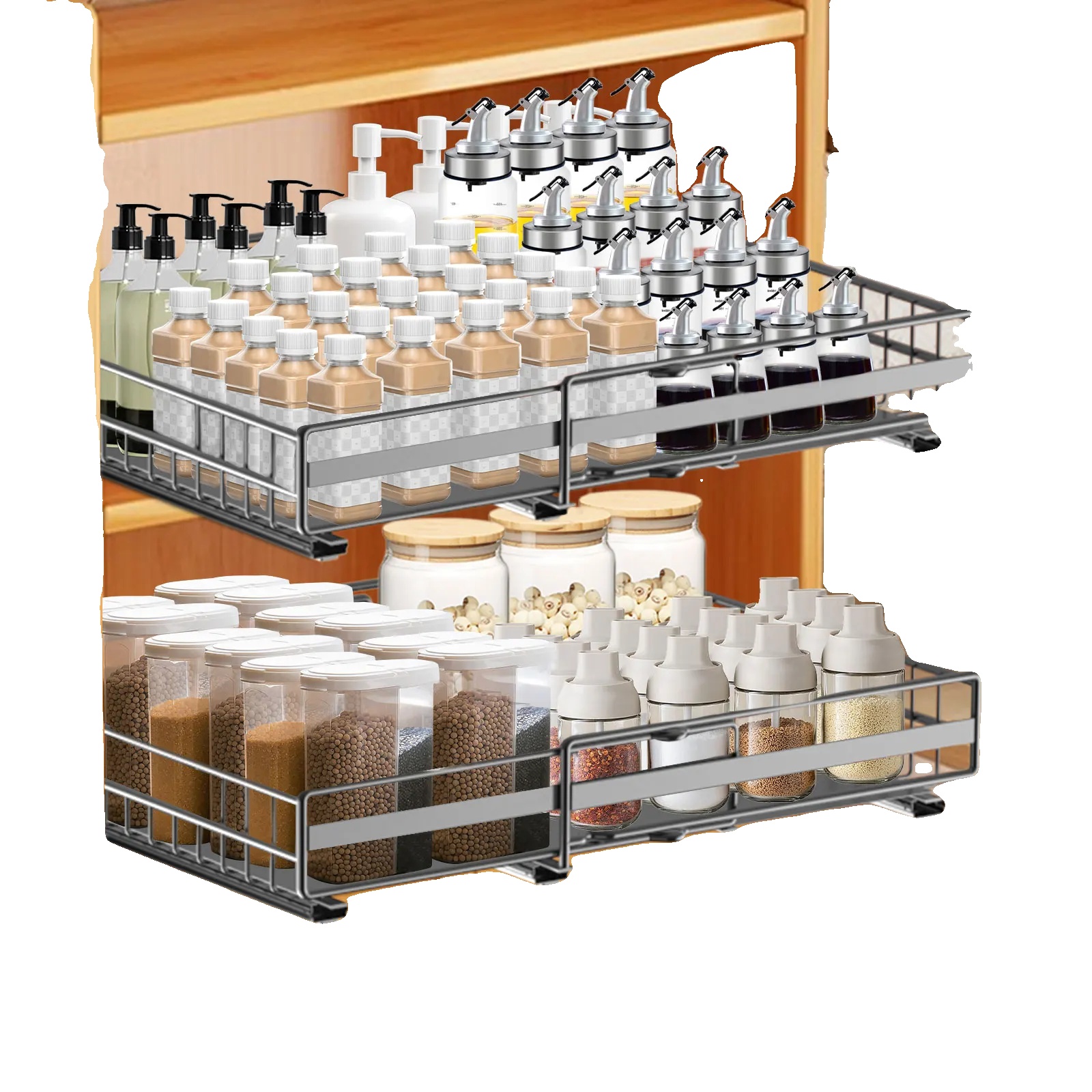 Schubladenorganizer, Verstellbare Abmessungen, Werkzeuglose Installation, 2-stufig