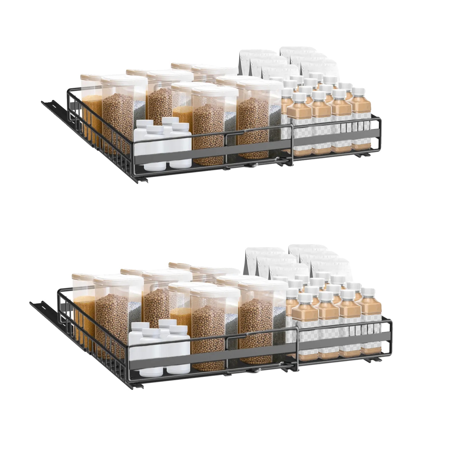 Schubladenart Lagerregal, Verstellbares Design, Werkzeugfreie Installation, 2 Pack