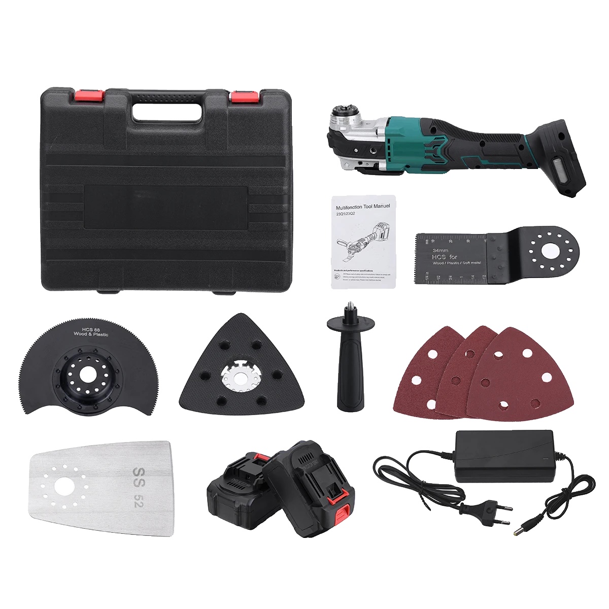 Oszillator, Bürstenloser Motor, Einstellbare Geschwindigkeitsstufen, 2 Batterien