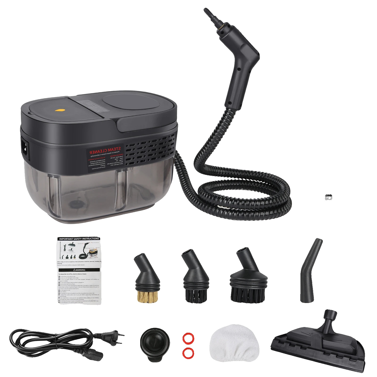 Dampfreiniger, Handheld-design, Großer Wassertank, Schwarz