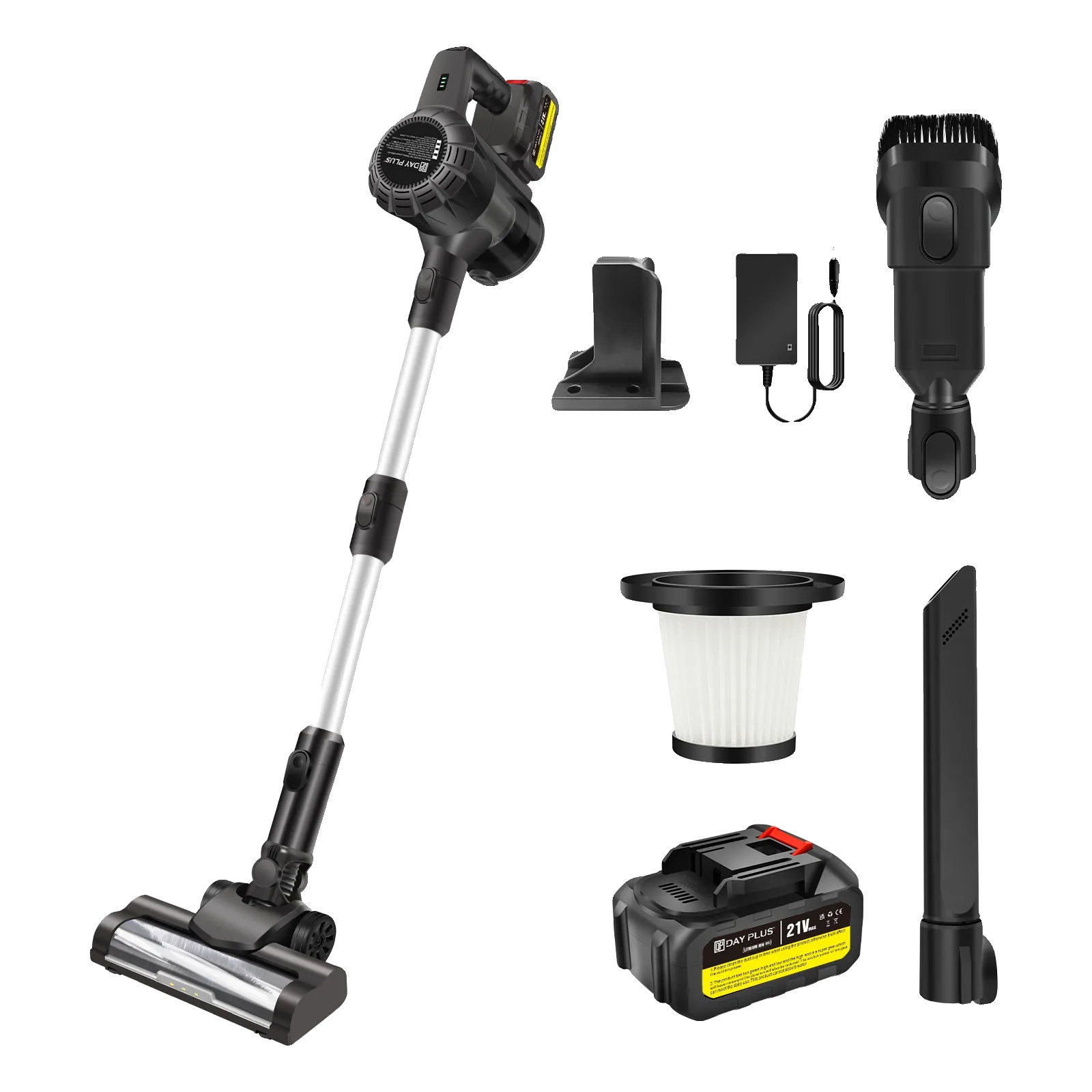 Akku-staubsauger, Starke Saugkraft, Hepa-filterung, 2x Batterie