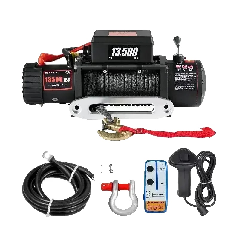 Elektrische Winde, 13500 Lbs Nennzugkraft, 27m Synthetisches Seil, 6,8 Ps Motor, 265:1 Übersetzungsverhältnis, Abmessungen 20,5 X 5,9 X 9,5 Zoll