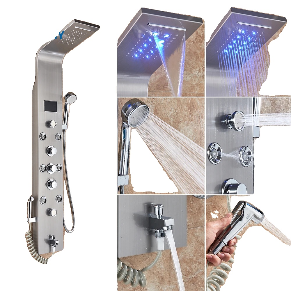 Duscharmatur, Regenfall-funktion, Langlebiger Edelstahl, Nickel 8009