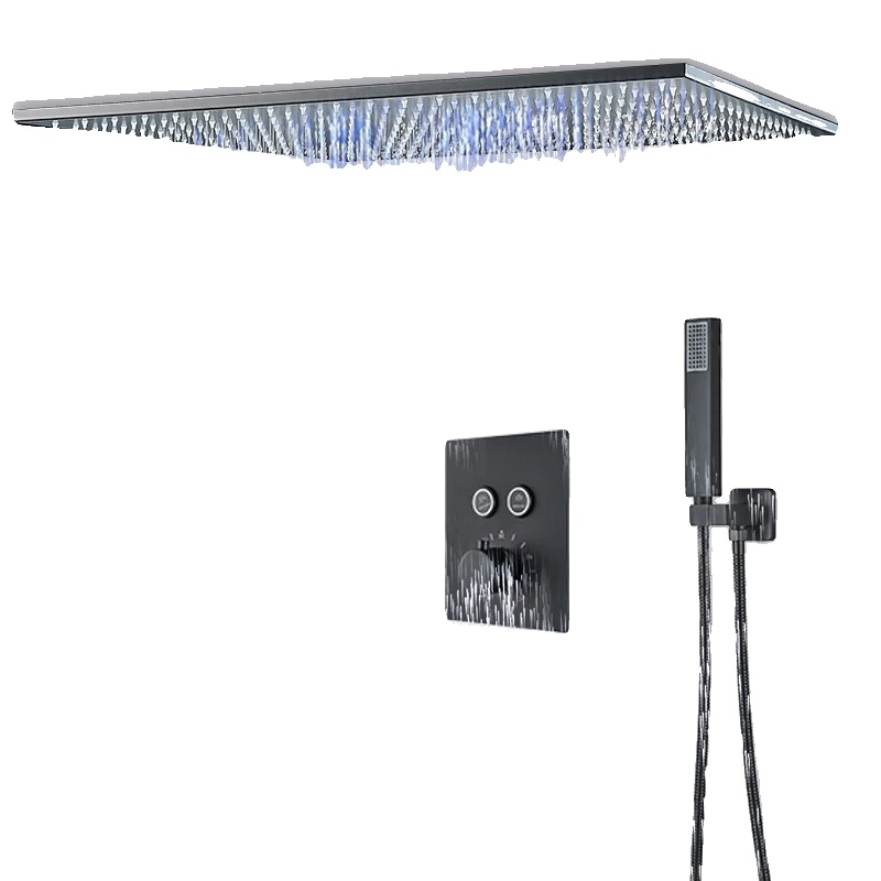 Duschkopf, Led-funktion, Regenfall-design, 2-wege Schwarz A