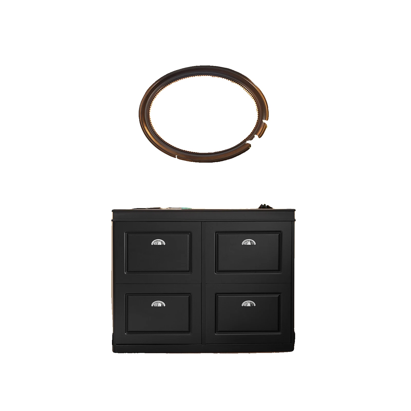 Schuhschrank, 4 Klappen-design, Platzsparende Aufbewahrung, Schwarz