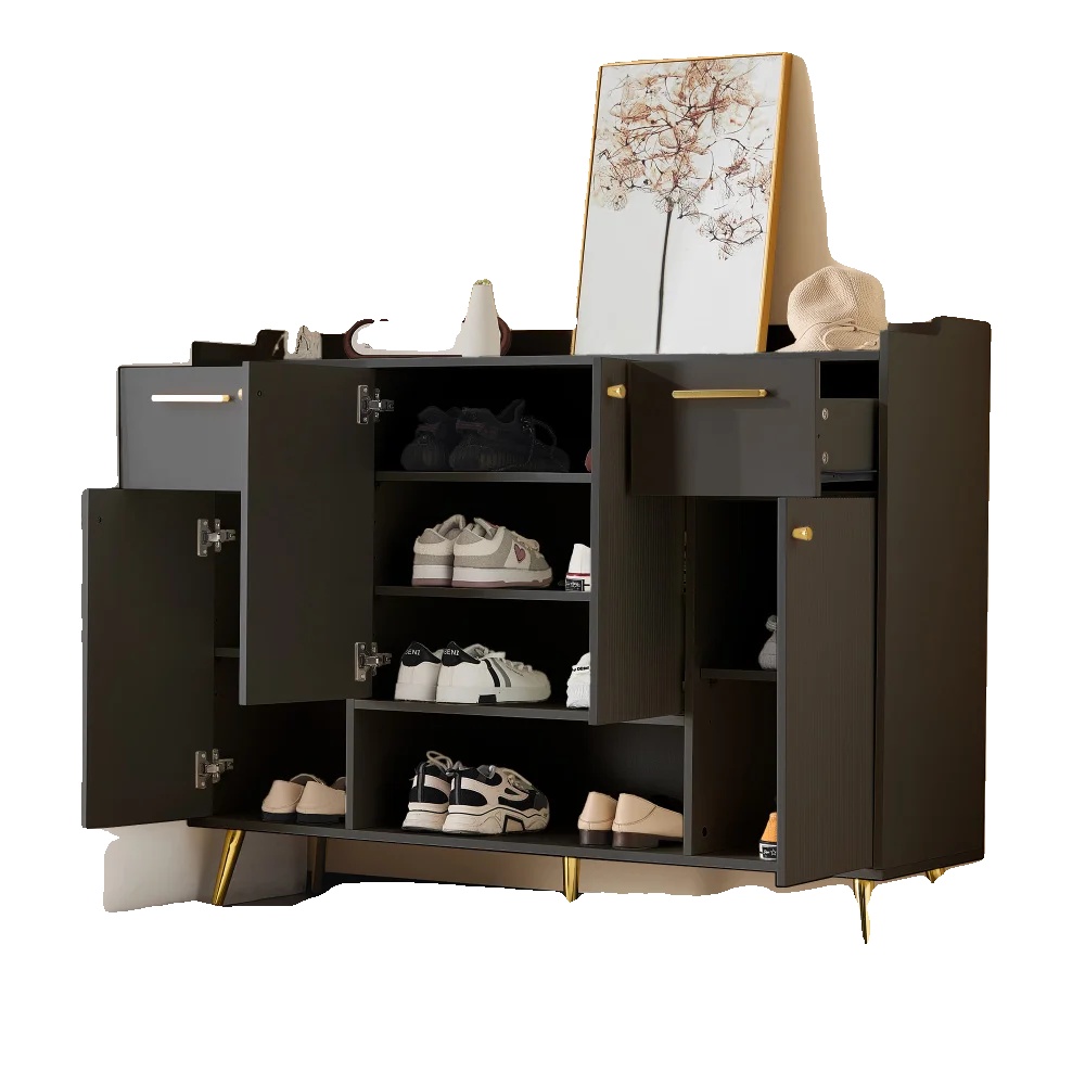 Schuhschrank, Geräumiger Stauraum, Modernes Design, Schwarz