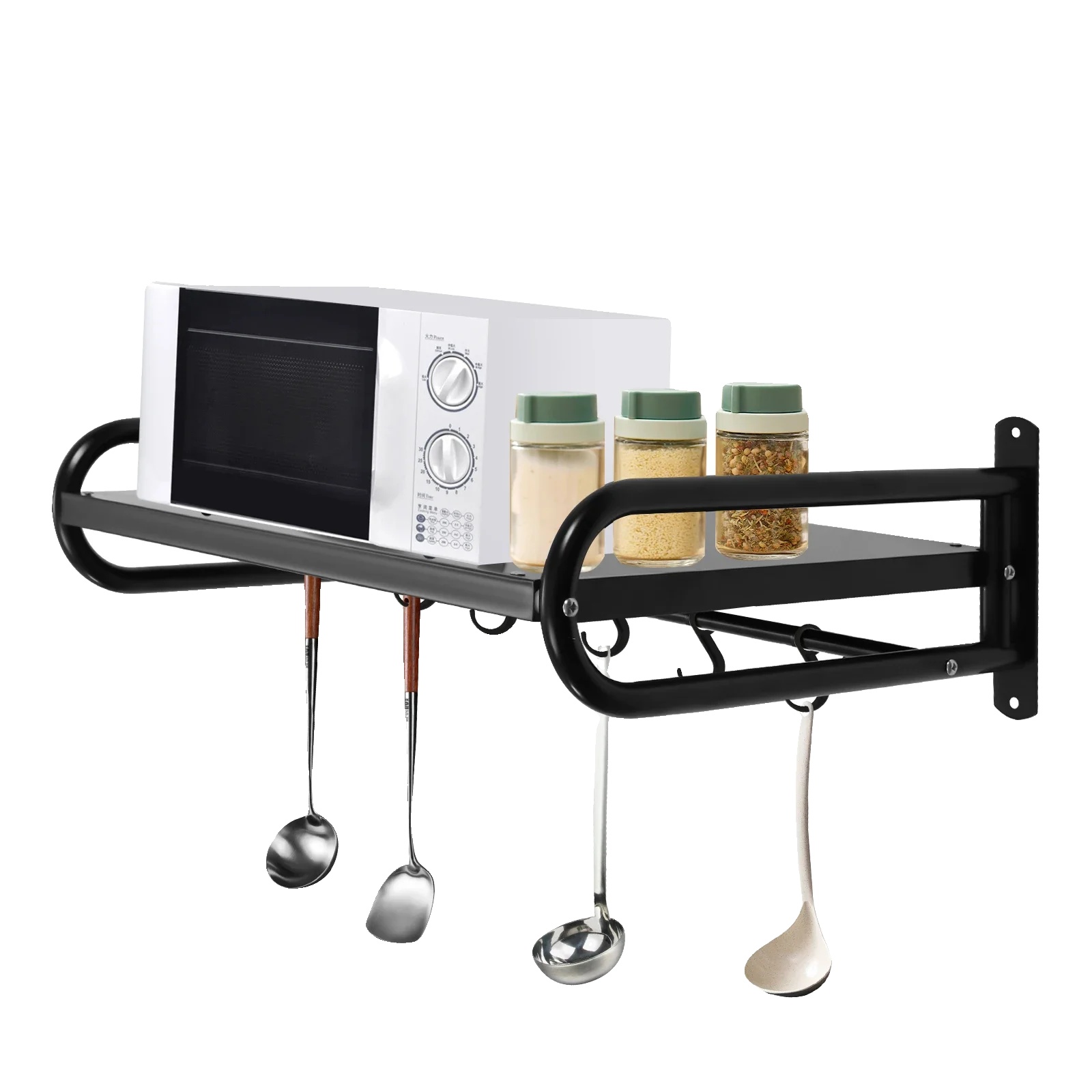 Lagerregal, Wandmontiertes Design, 30 Kg Tragfähigkeit, Schwarz
