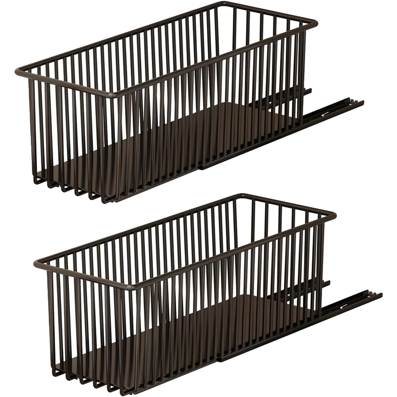 Ausziehbare Drahtlagerkörbe, Schwerlast-carbonstahl, Unterstützt Bis Zu 25 Kg, Bohrfreie Installation, Abnehmbarer Trenner, Sanft Gleitendes Design