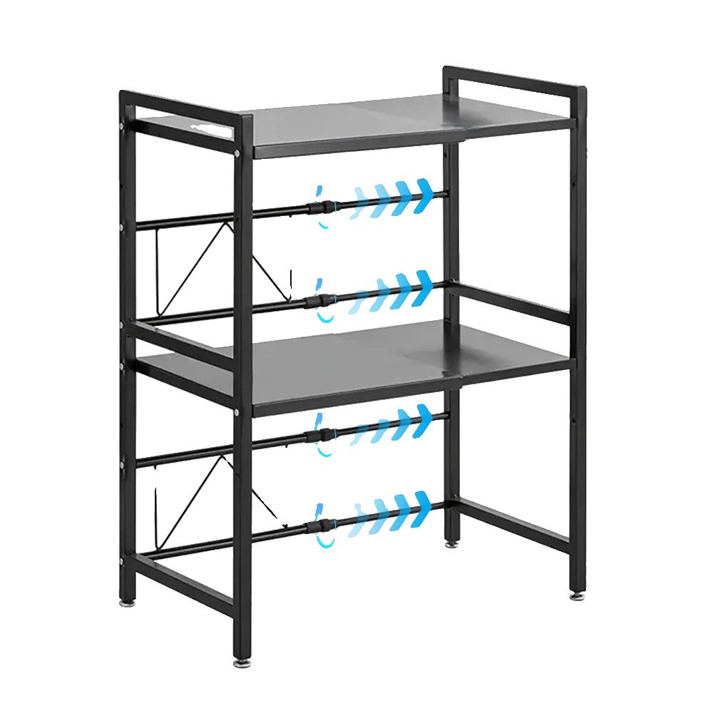 Küchenorganizer, Erweiterbares Design, Robuste Konstruktion, Schwarz, 3-stufig