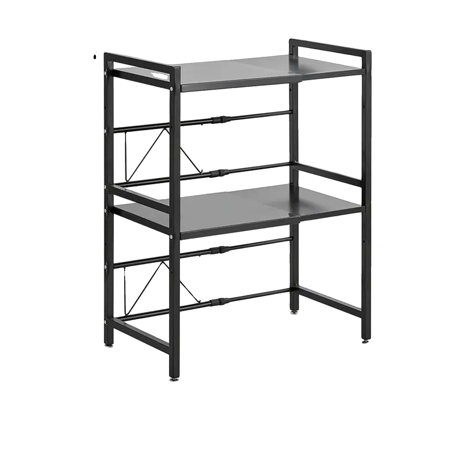 Mikrowellenregal, Erweiterbares Design, Robuste Konstruktion Aus Kohlenstoffstahl, Schwarz