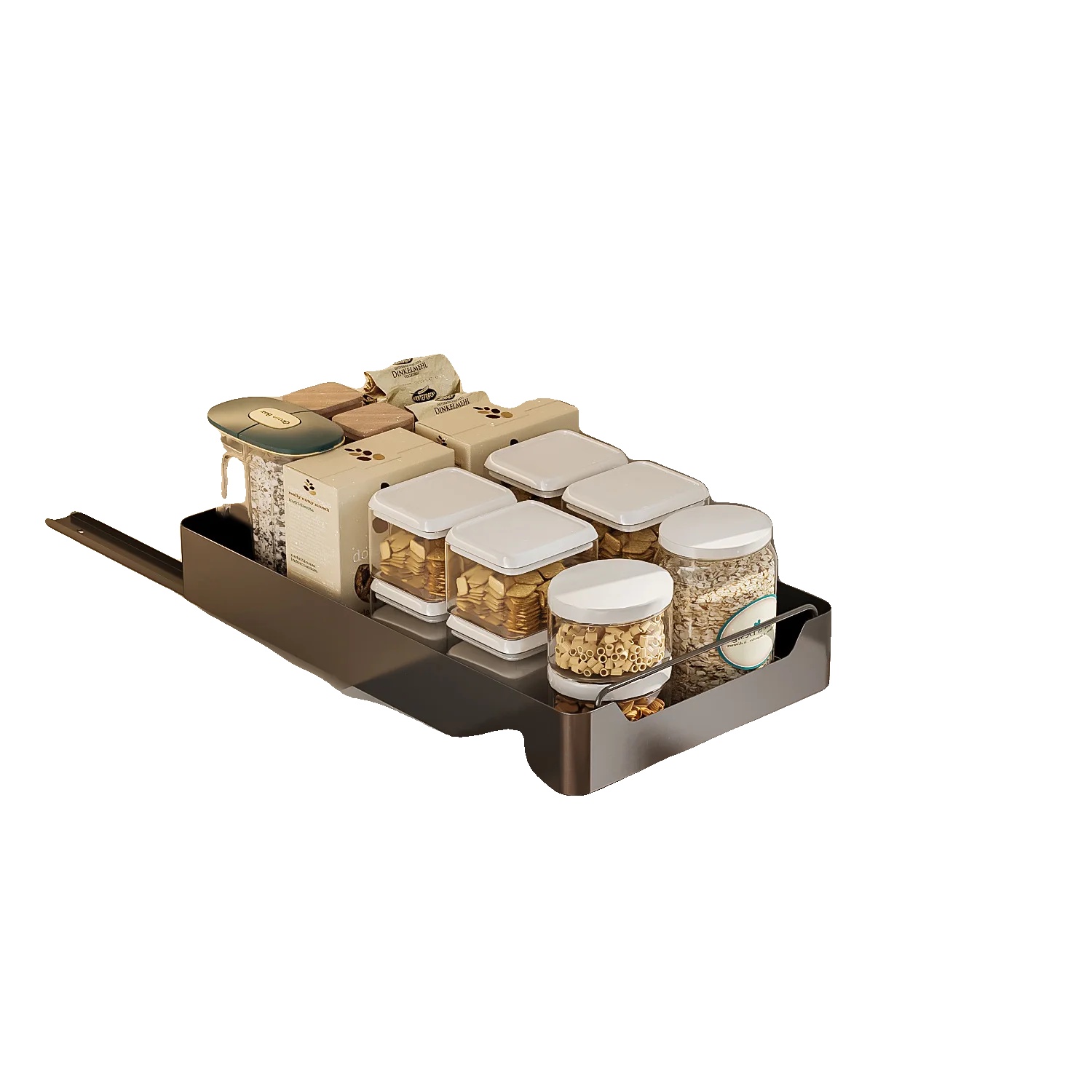 Ausziehbarer Schrankorganisator, Geräuschloser Schiebemechanismus, Robuste Bauweise, 20cm Breit