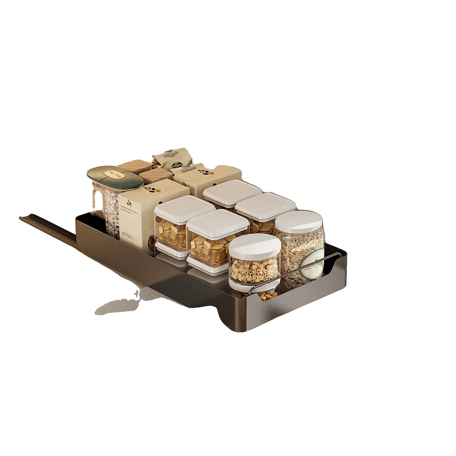 Ausziehbarer Schrankorganisator, Geräuschloser Schiebemechanismus, Robuste Bauweise, 25cm Breit