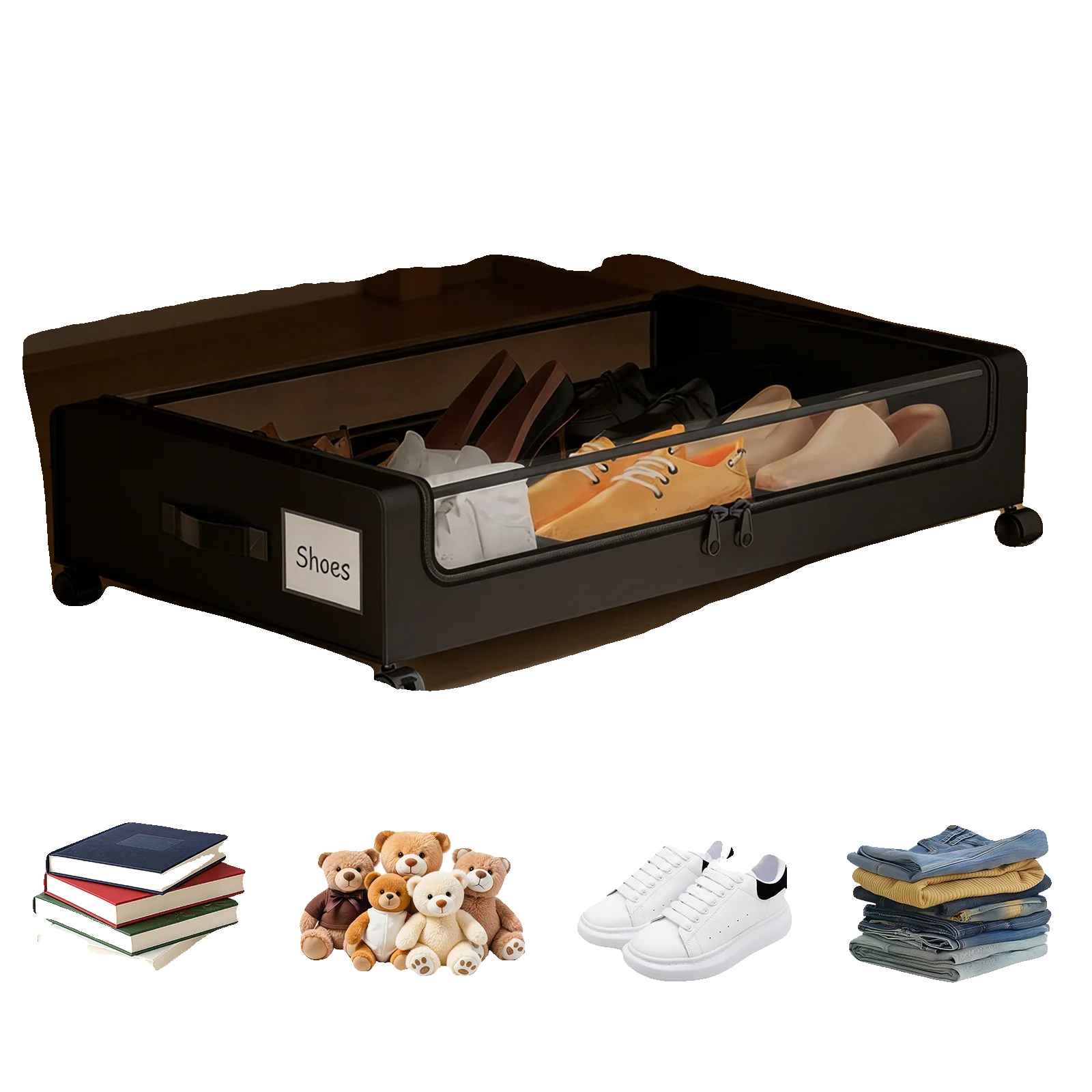 Unterbett-aufbewahrungsbehälter, Vliesstoff, 76 Cm L X 51 Cm B X 25 Cm H, Passt Unter Die Meisten Standardbetten, Bis Zu 23 Kg Tragfähigkeit, Set Mit