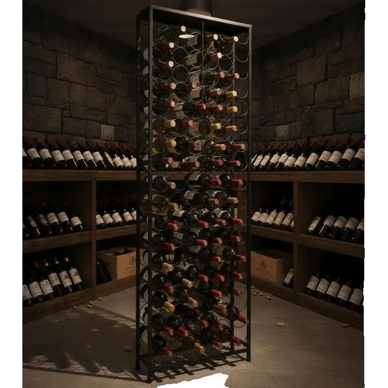 Weinregal, Fasst 108 Flaschen, Robuste Metallkonstruktion, Schwarz