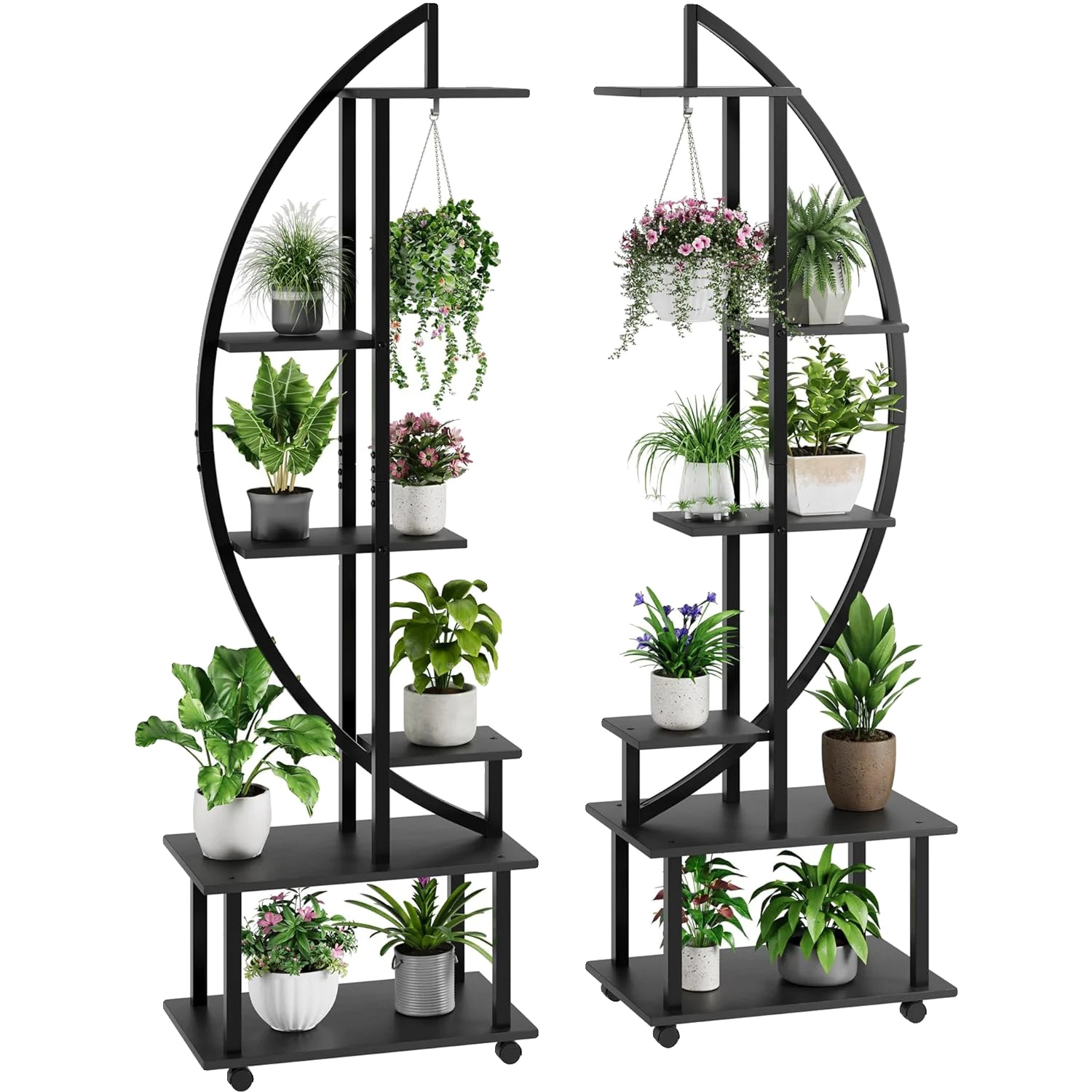 Pflanzenständer Für Drinnen, 6 Ebenen, Modernes Design, Schwarz