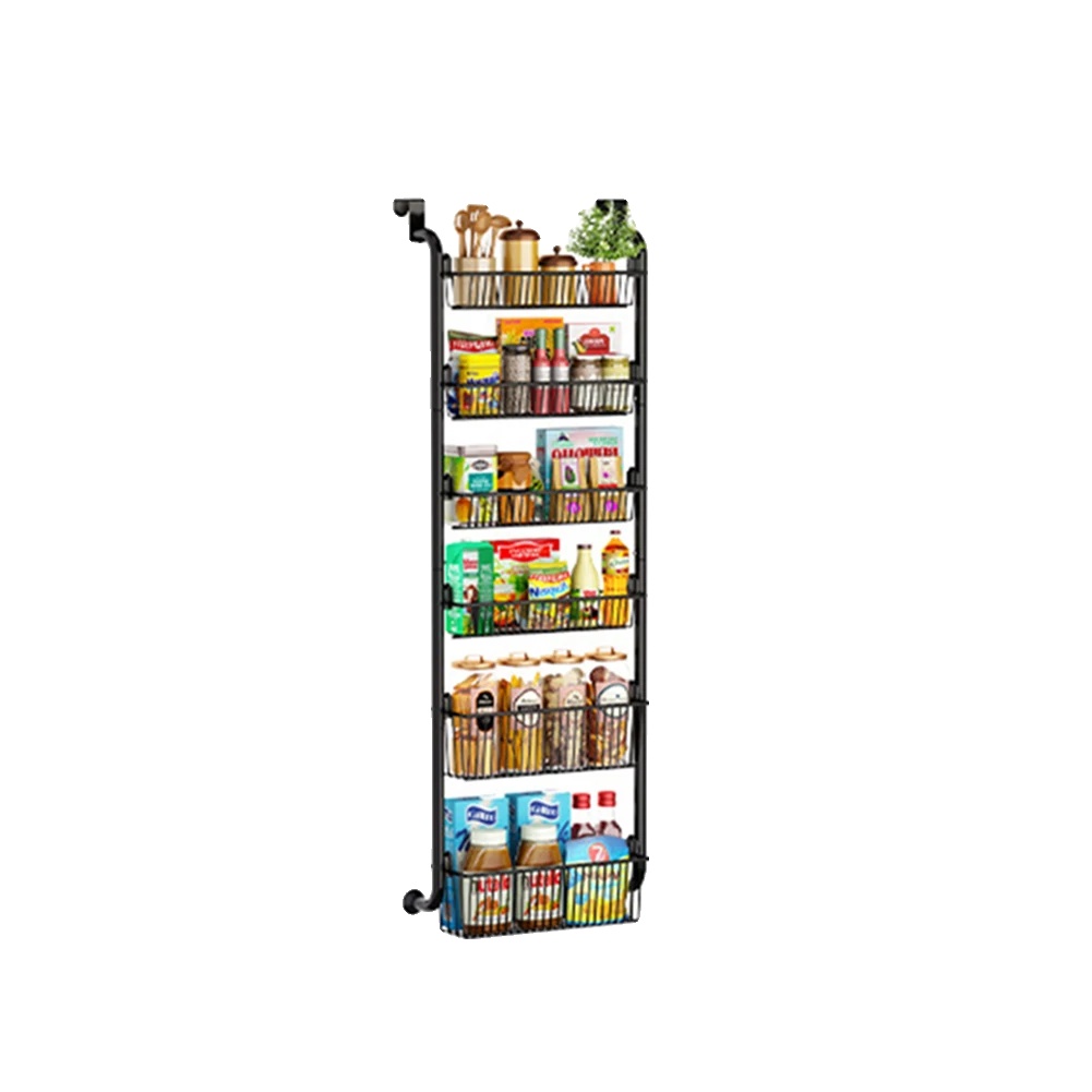 Über-tür-organizer, Metallkonstruktion, Verstellbare Körbe, Schwarz, 6-stufig