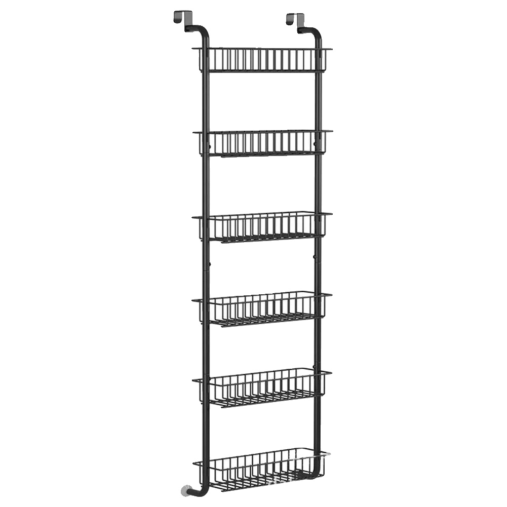 Vorratsschranktür-organizer, 6-stufige Körbe, Strapazierfähiges Metalldesign, Schwarz