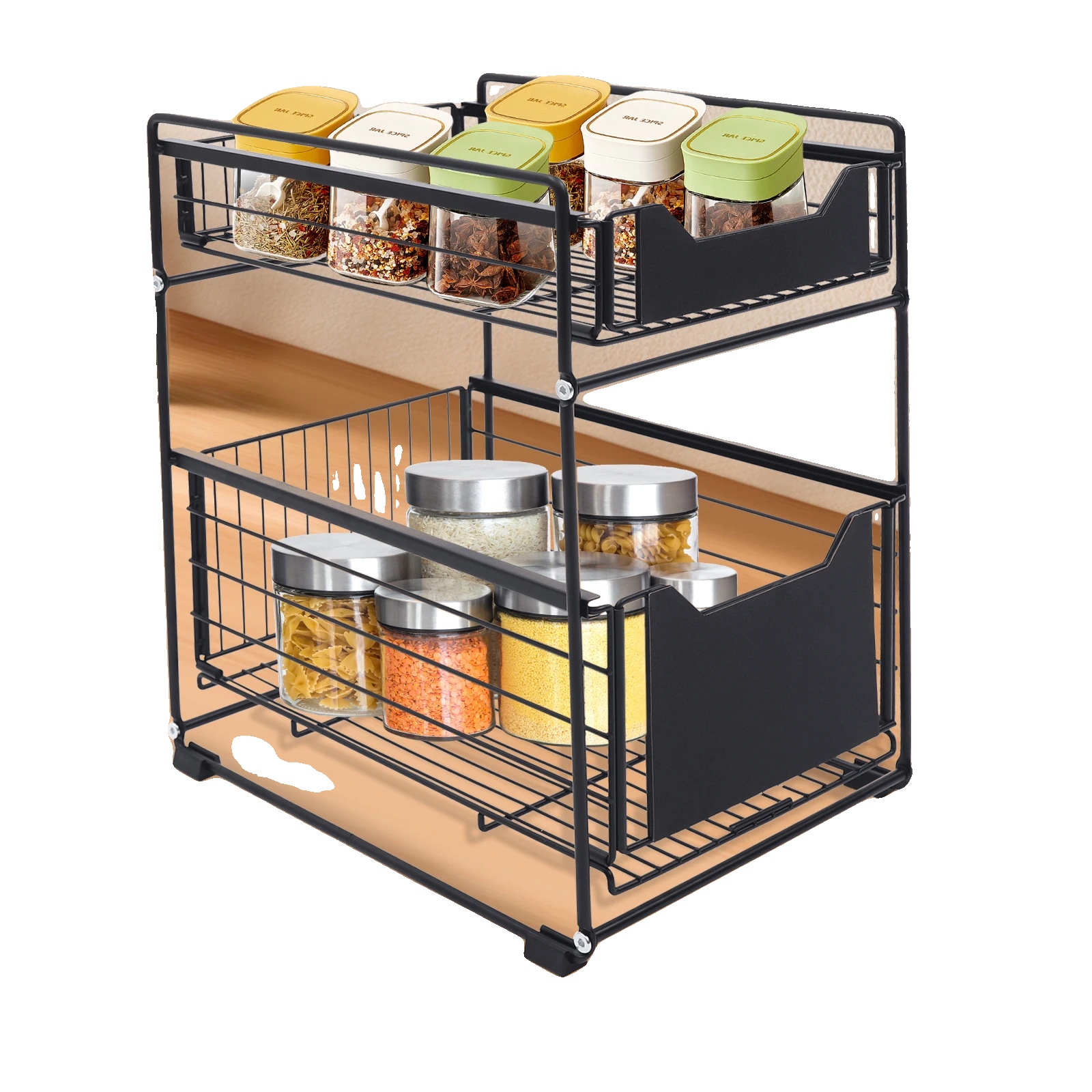 Unter-sink-organizer-regal, Kohlenstoffstahl, 2-stufiges Design, Abmessungen: 65x40x30 Cm, Tragfähigkeit: 13,6 Kg, Vielseitige Aufbewahrungslösung