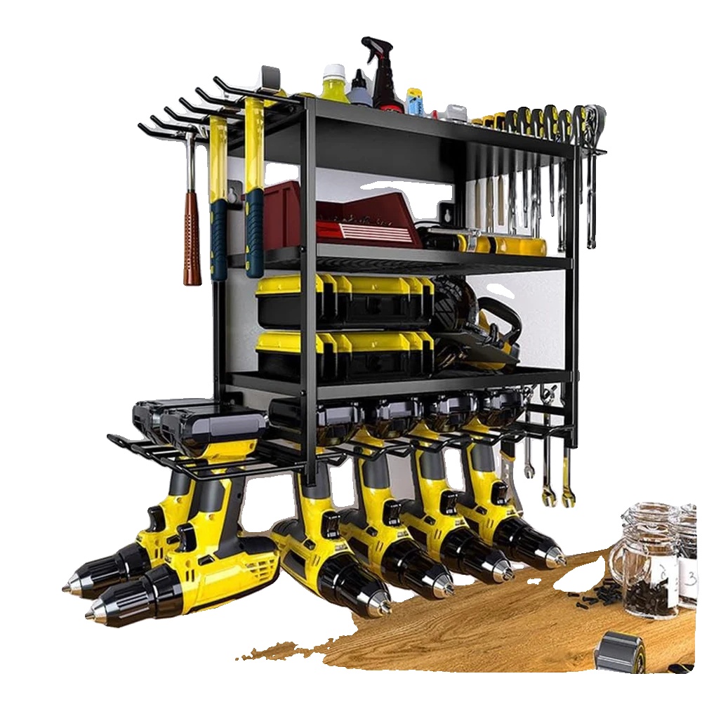 Werkzeugorganisator, Metallkonstruktion, Vierstufiges Design, Robuste Unterstützung, Wandmontierte Installation, Langlebige Oberfläche