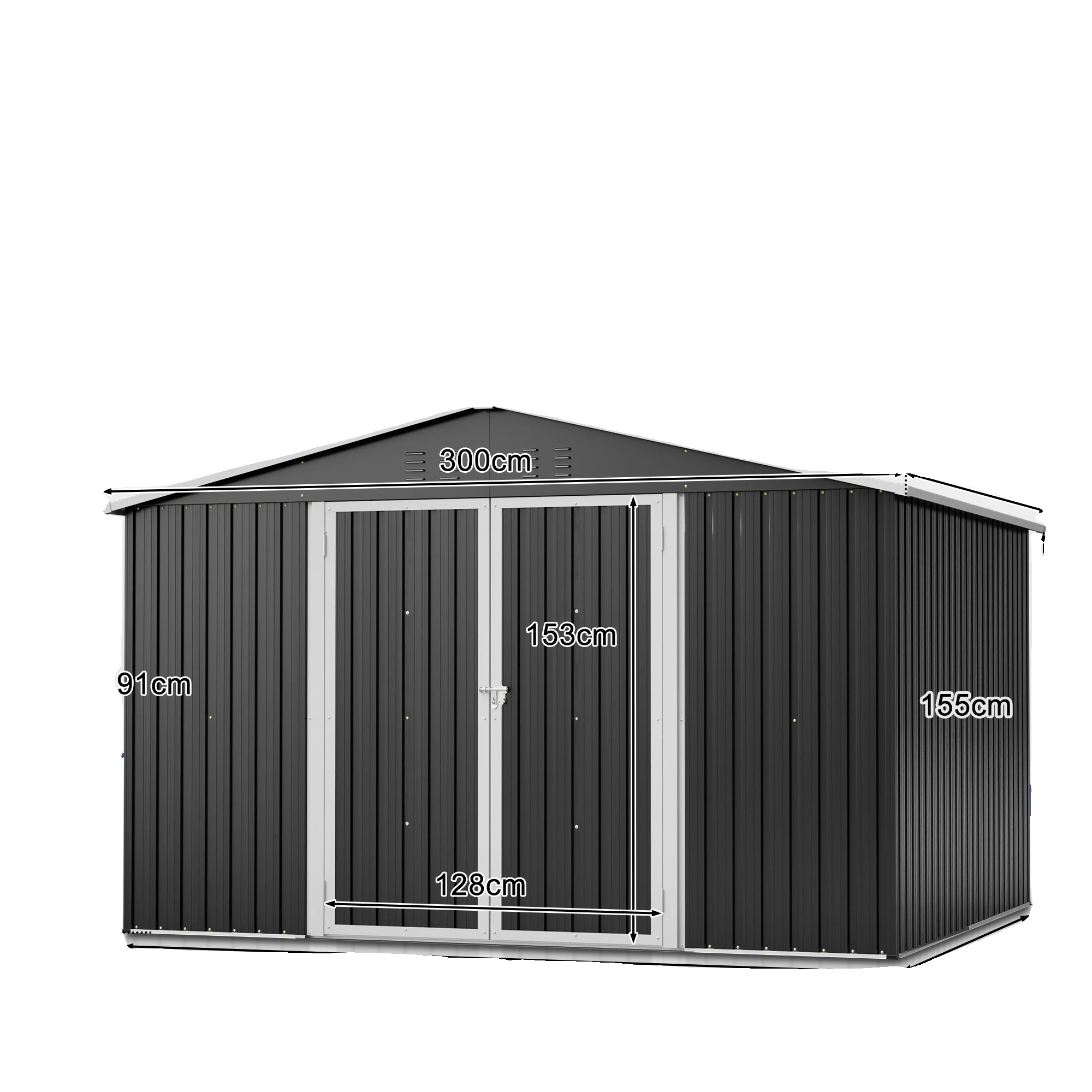 Gartenlagerhaus, Wetterfest, Sicheres Design, Schwarz, 289x239x191cm