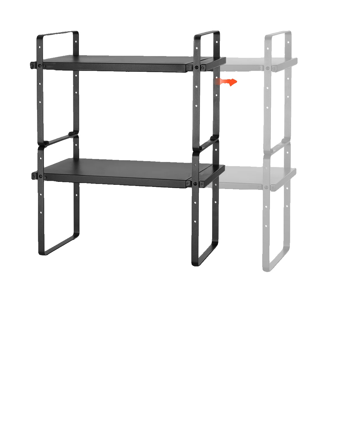 Schrankorganizer, Verstellbare Höhe, Stapelbares Design, Schwarz