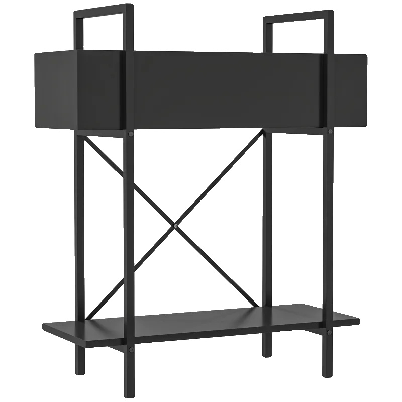 Pflanzenregal, Pulverbeschichtetes Metall, 60l X 25b X 70h Cm, Tragfähigkeit: 20 Kg Pro Regal, 2 Regale, Integrierte Abflusslöcher